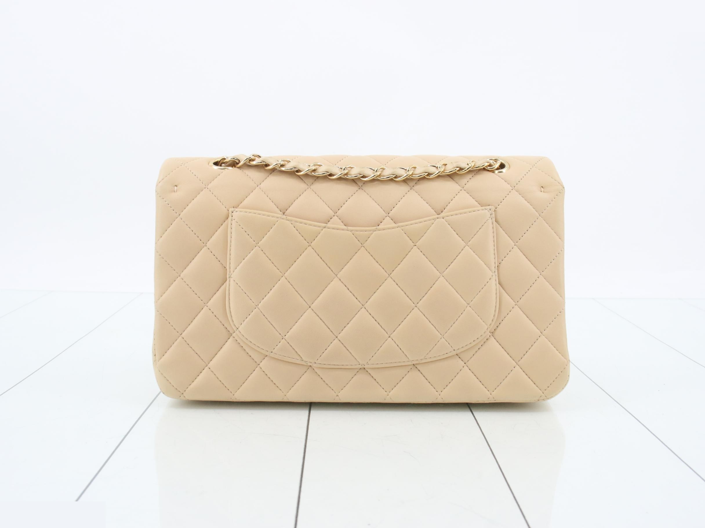 Matelassé Lambskin Double Flap Double Chain Shoulder Bag, Beige — view 2