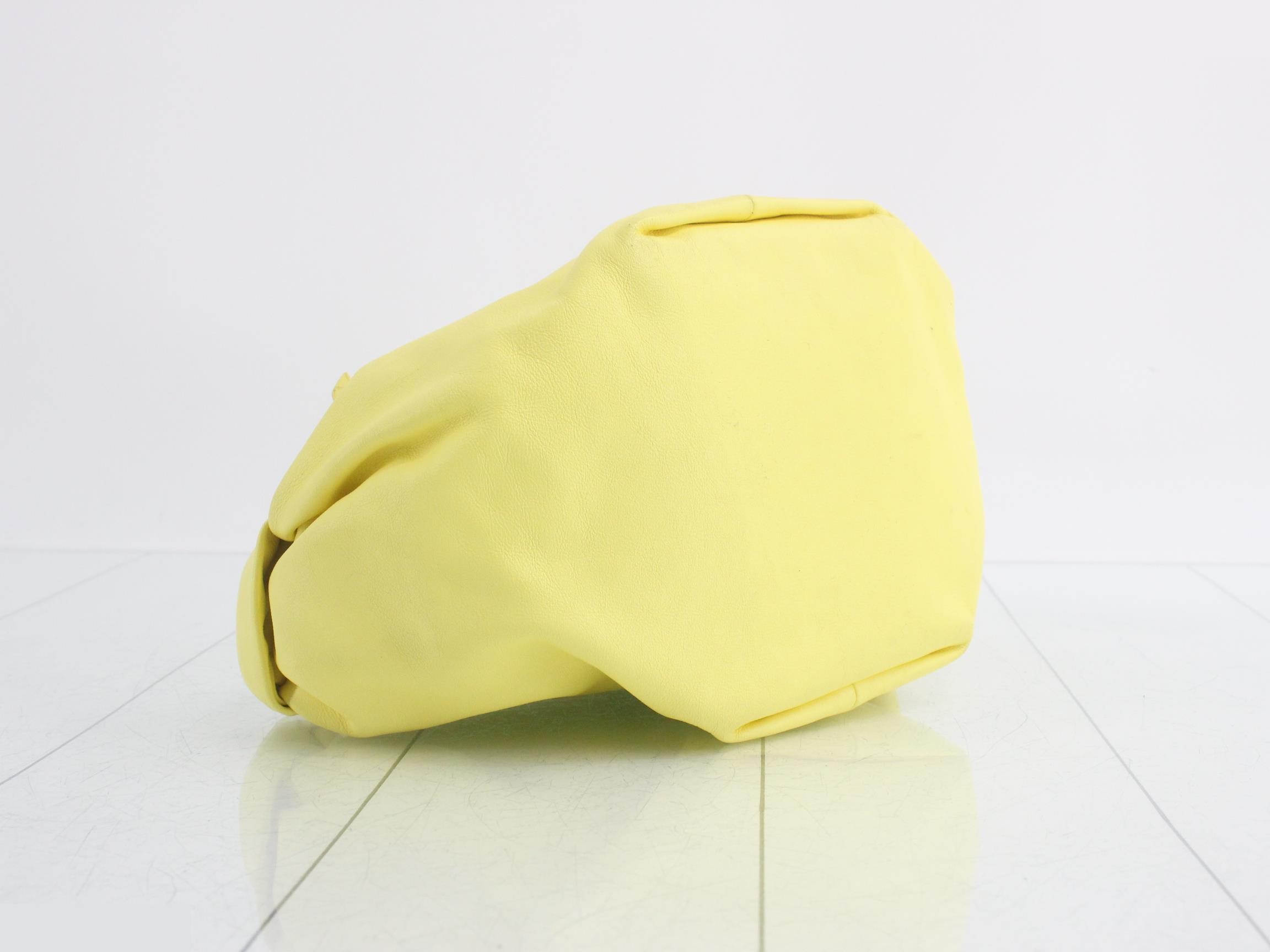 Double Knot Leather Handbag, Yellow — view 5