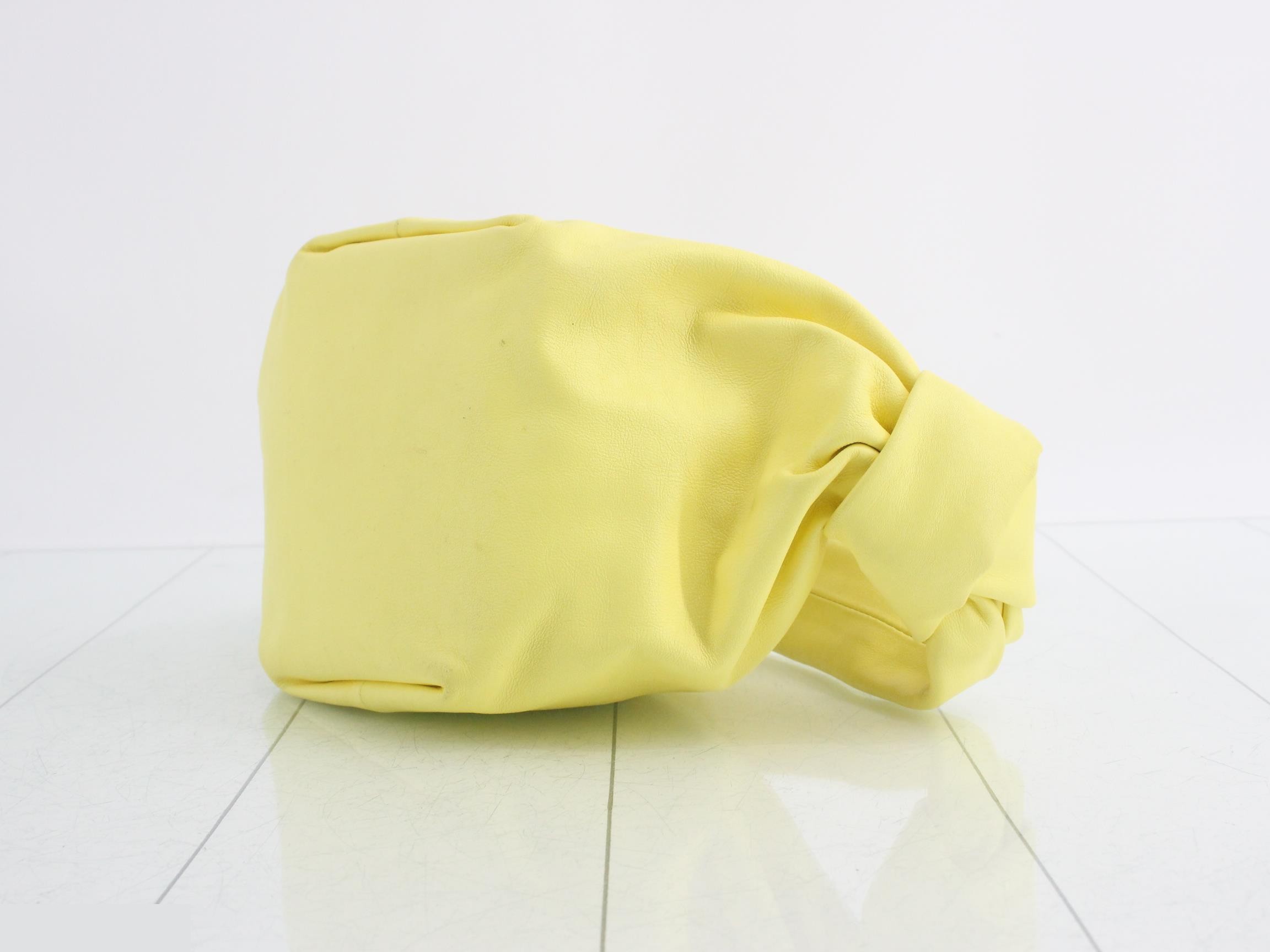 Double Knot Leather Handbag, Yellow — view 6