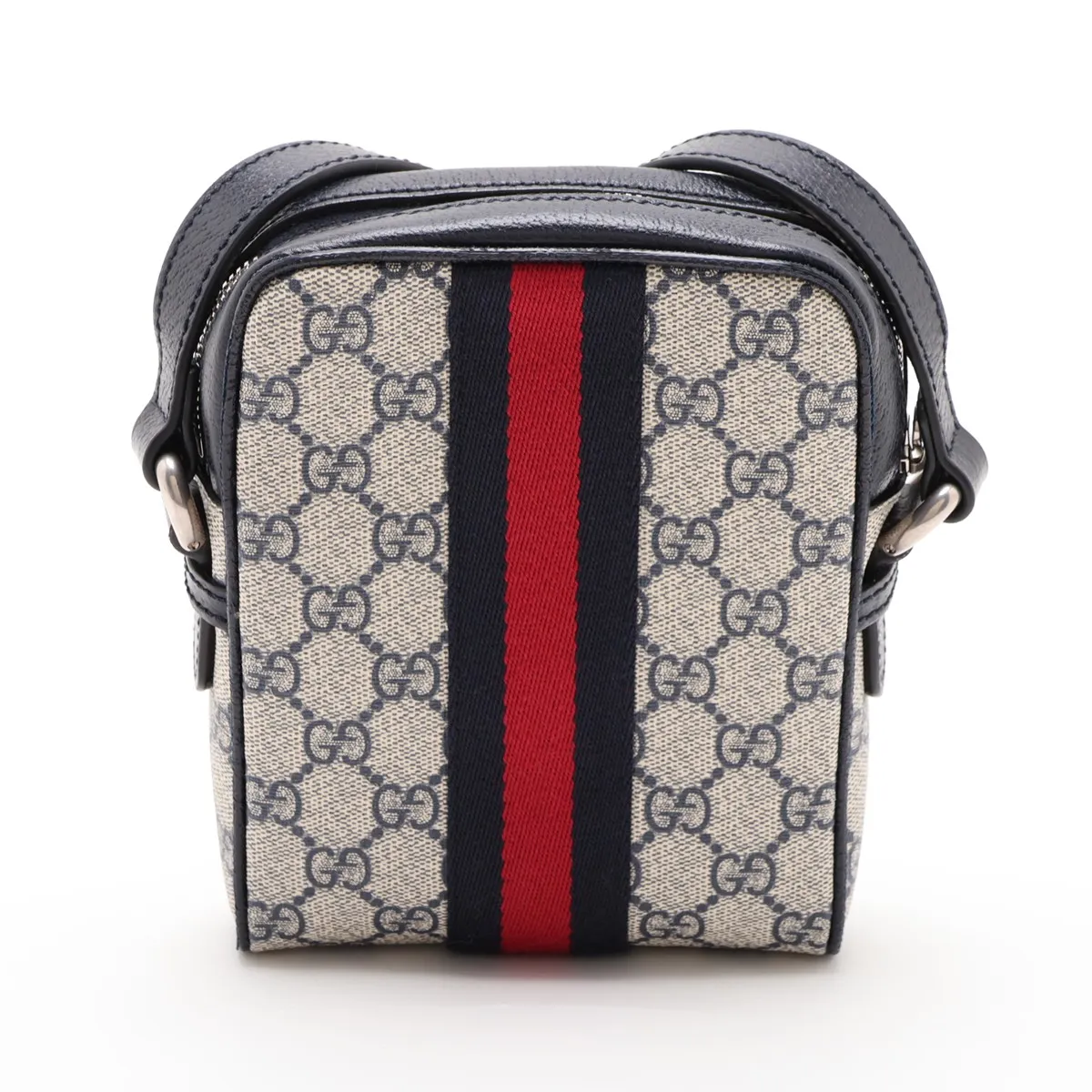 GG Supreme Ophidia 598127 PVC x Leather Shoulder Bag, Beige x Navy — view 2