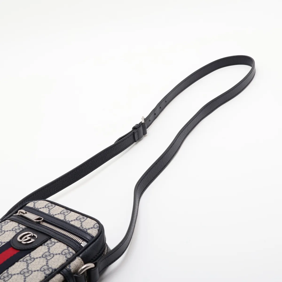 GG Supreme Ophidia 598127 PVC x Leather Shoulder Bag, Beige x Navy — view 5