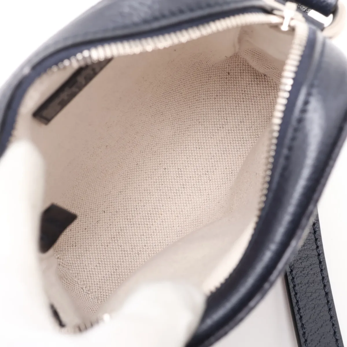GG Supreme Ophidia 598127 PVC x Leather Shoulder Bag, Beige x Navy — view 6