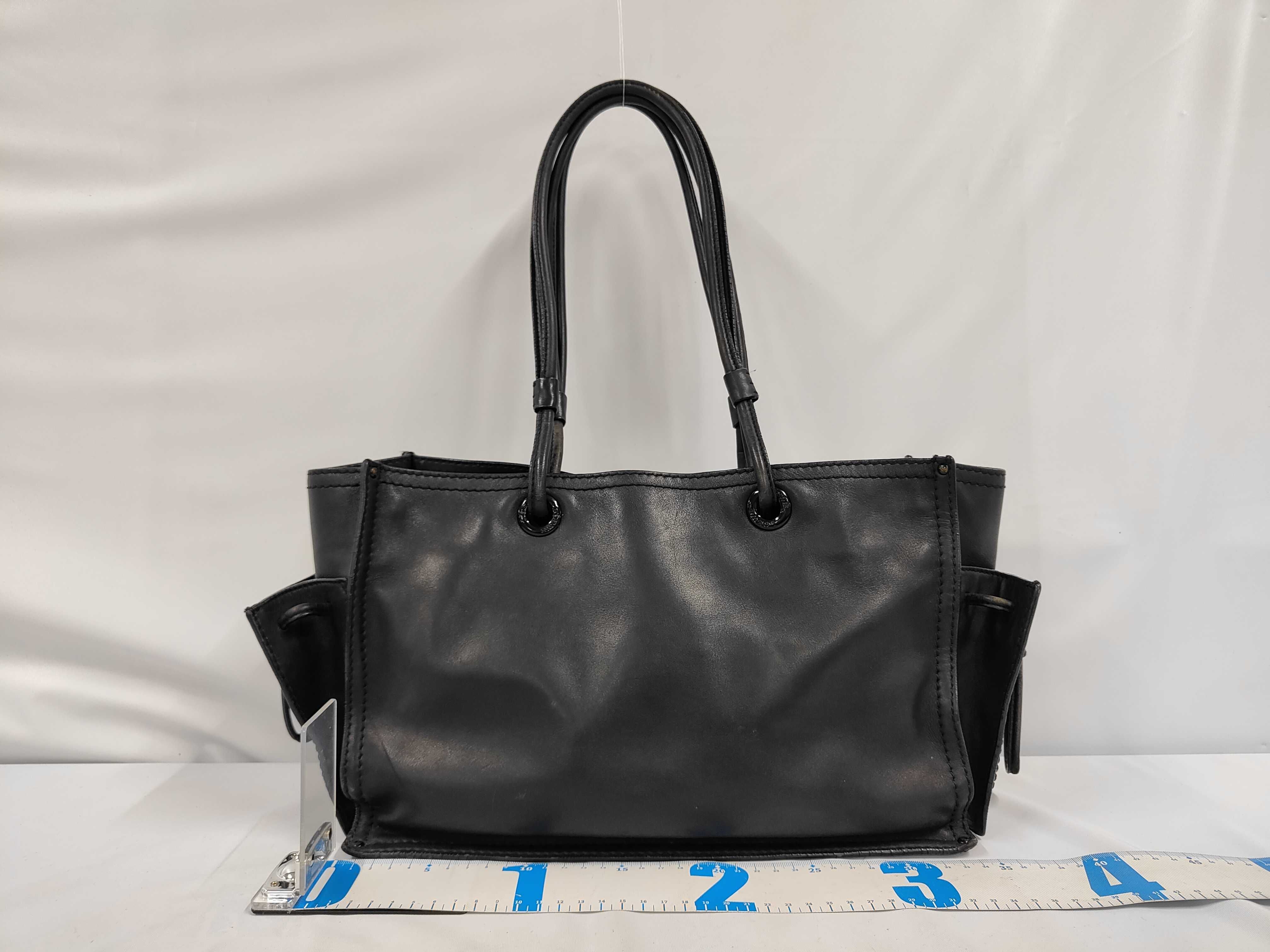 Leather Shopper Tote Crown Black Tote Bag — view 2