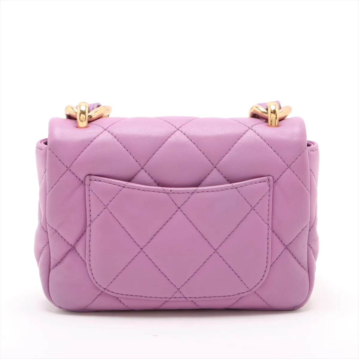 Matelasse Lambskin Chain Shoulder Bag Purple Gold Hardware UX28PX61 Random Plate — view 2
