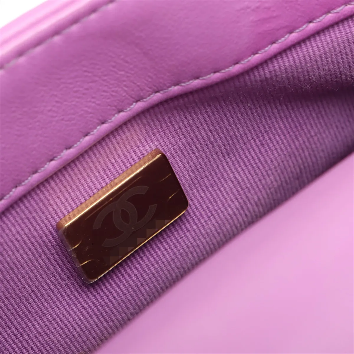 Matelasse Lambskin Chain Shoulder Bag Purple Gold Hardware UX28PX61 Random Plate — view 12