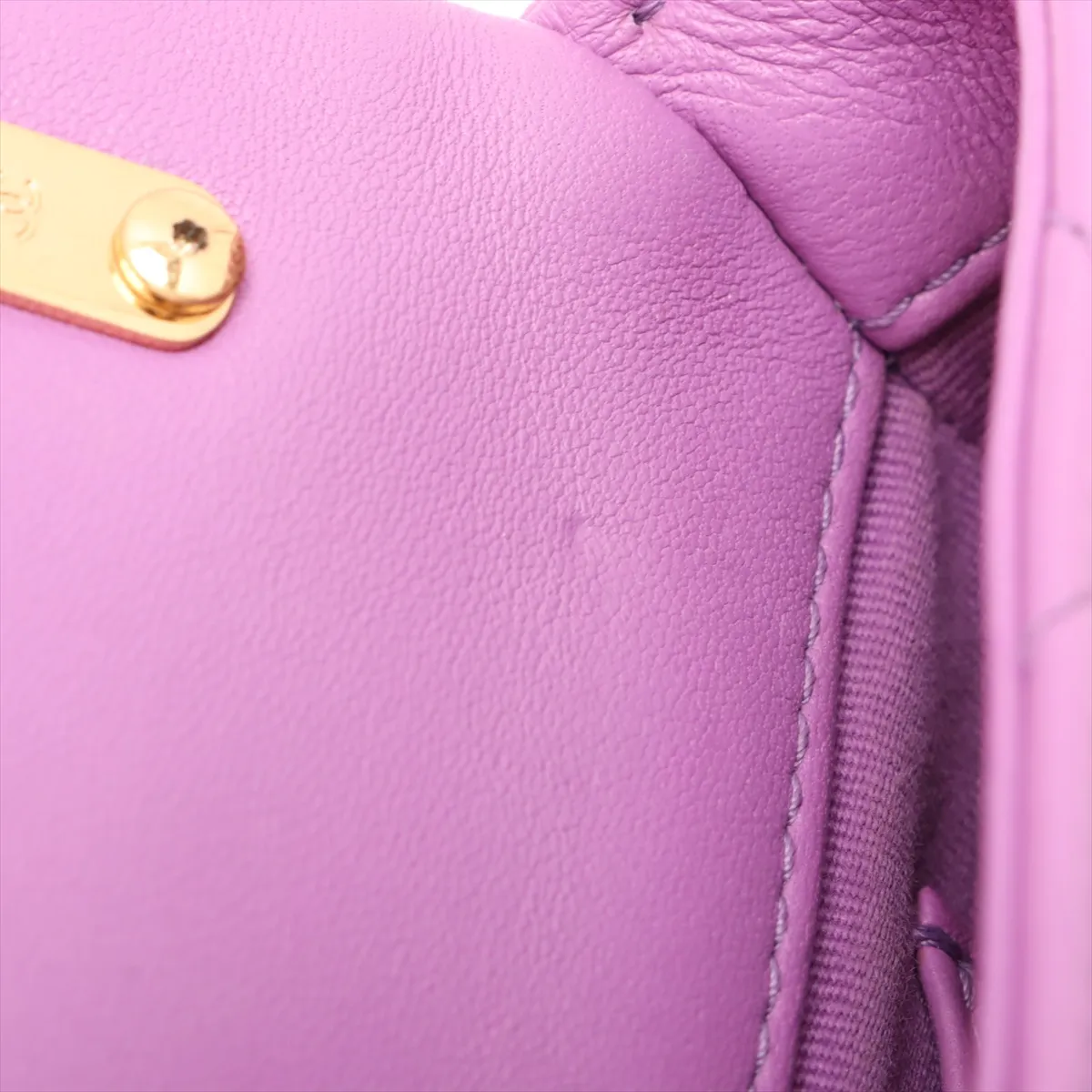 Matelasse Lambskin Chain Shoulder Bag Purple Gold Hardware UX28PX61 Random Plate — view 15
