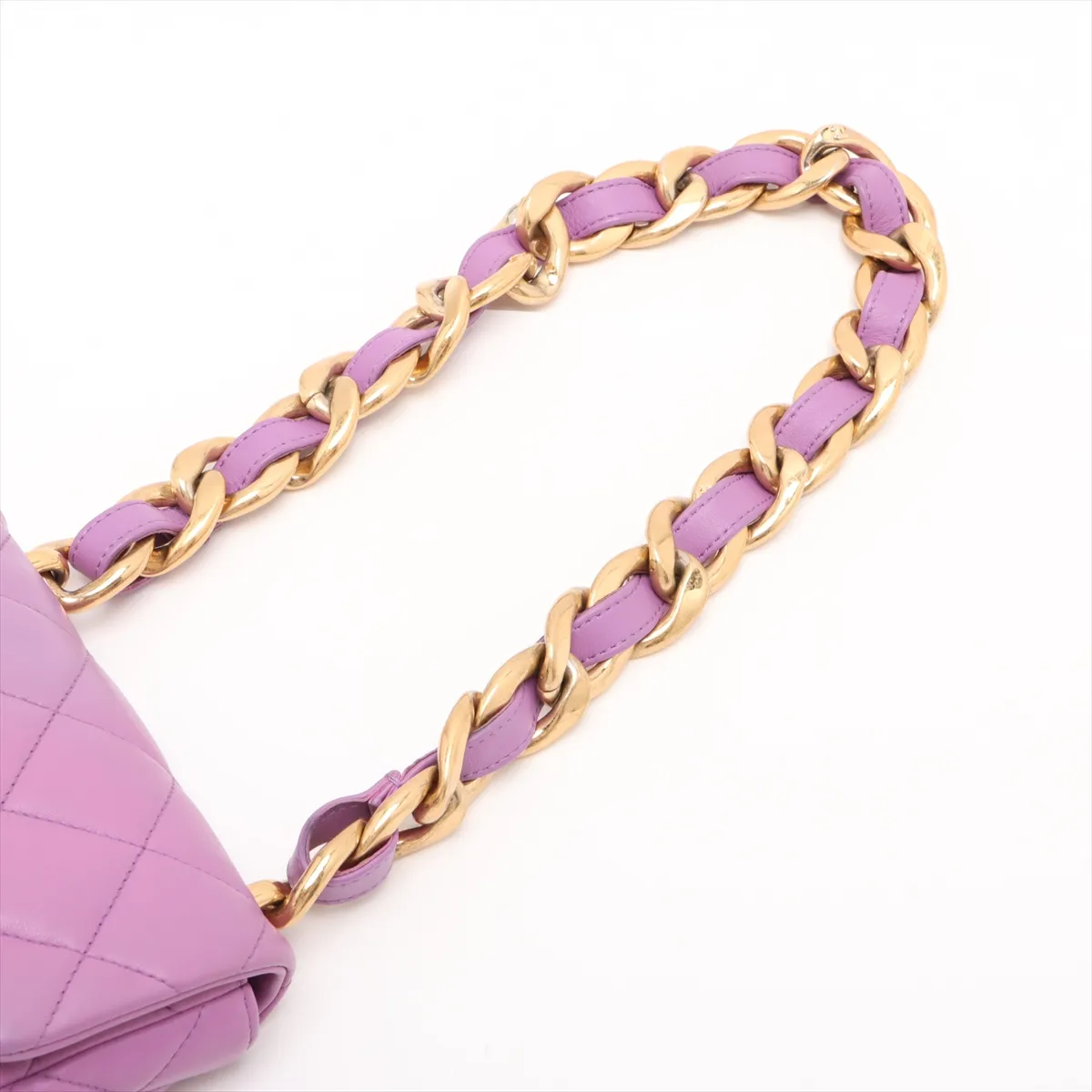 Matelasse Lambskin Chain Shoulder Bag Purple Gold Hardware UX28PX61 Random Plate — view 5