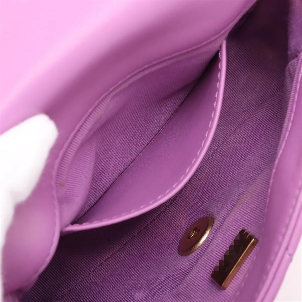 Matelasse Lambskin Chain Shoulder Bag Purple Gold Hardware UX28PX61 Random Plate — view 7