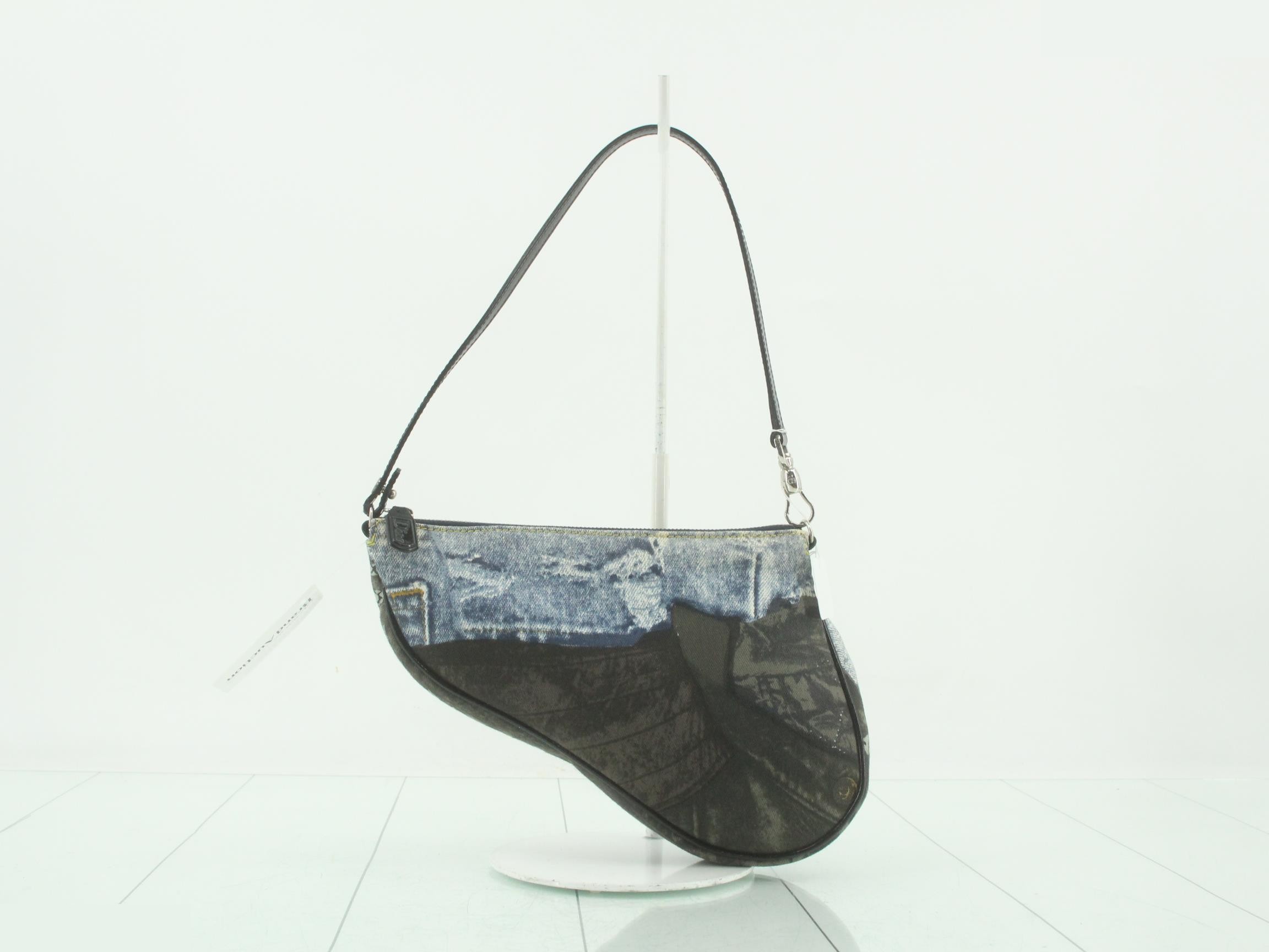 Miss Diorella denim print saddle bag, trompe l'oeil, Galliano era. — view 2