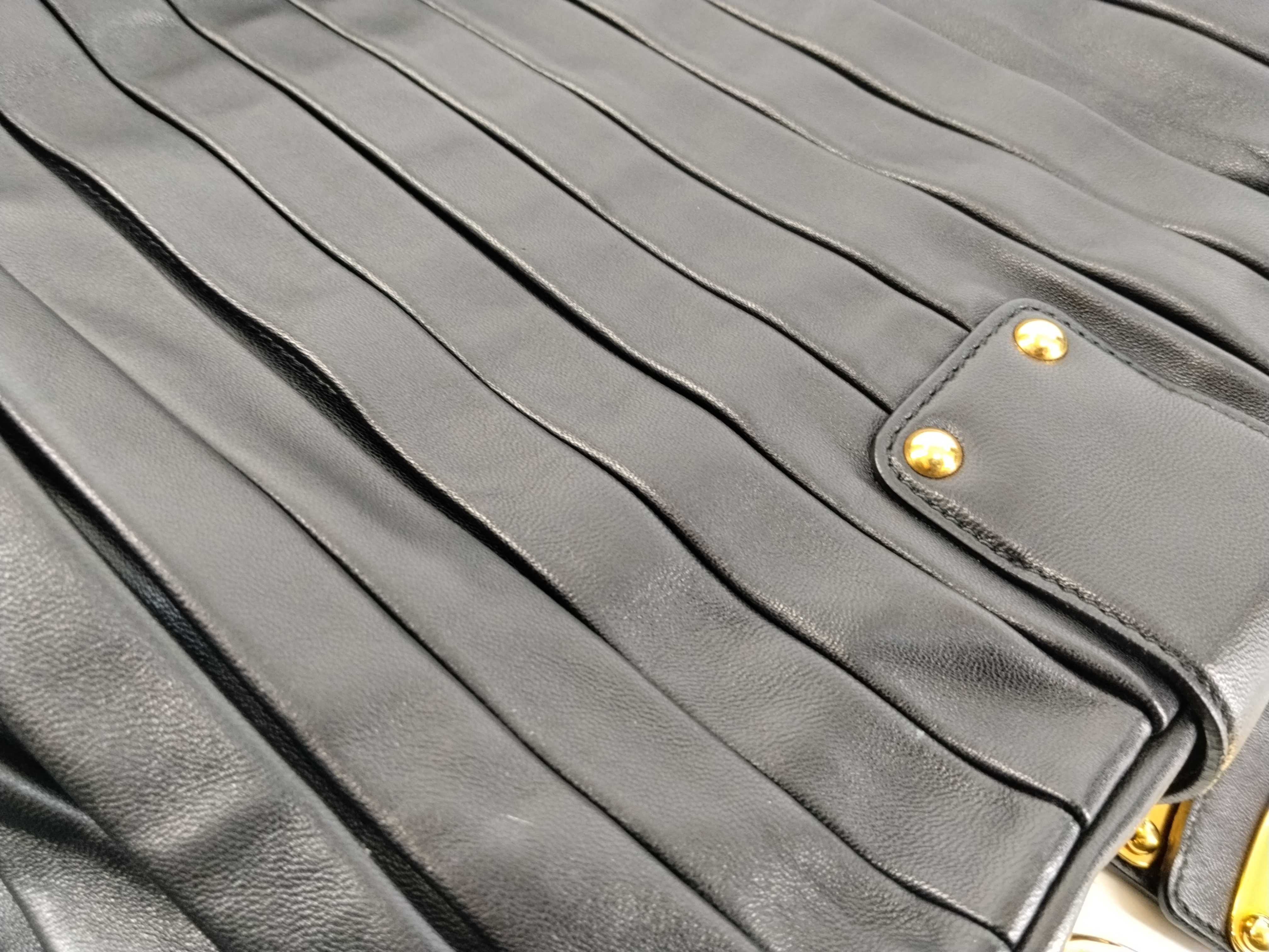 Leather Gathered 2-Way Tote Bag Shoulder Bag Black Tote Bag — view 14