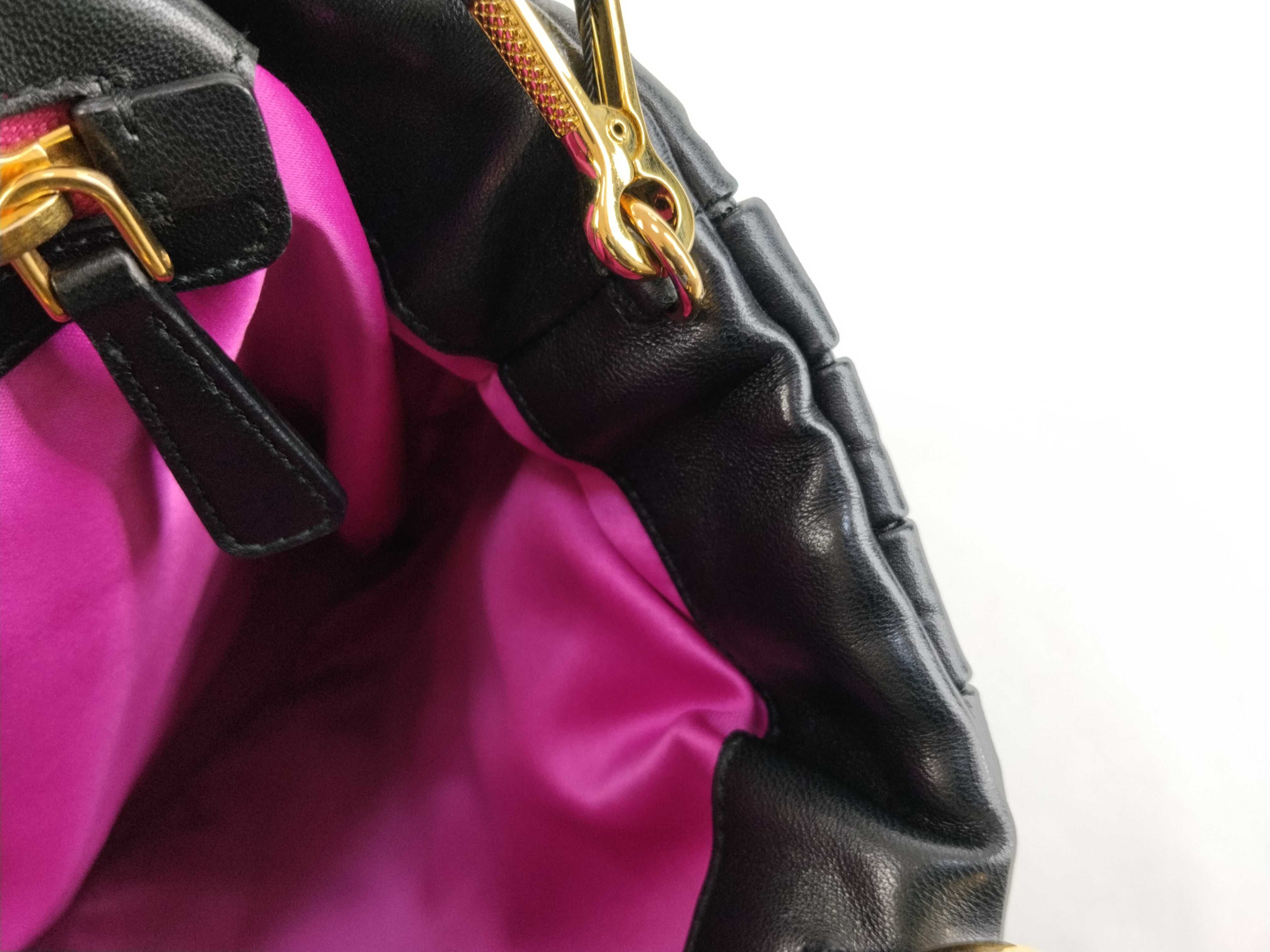 Leather Gathered 2-Way Tote Bag Shoulder Bag Black Tote Bag — view 10