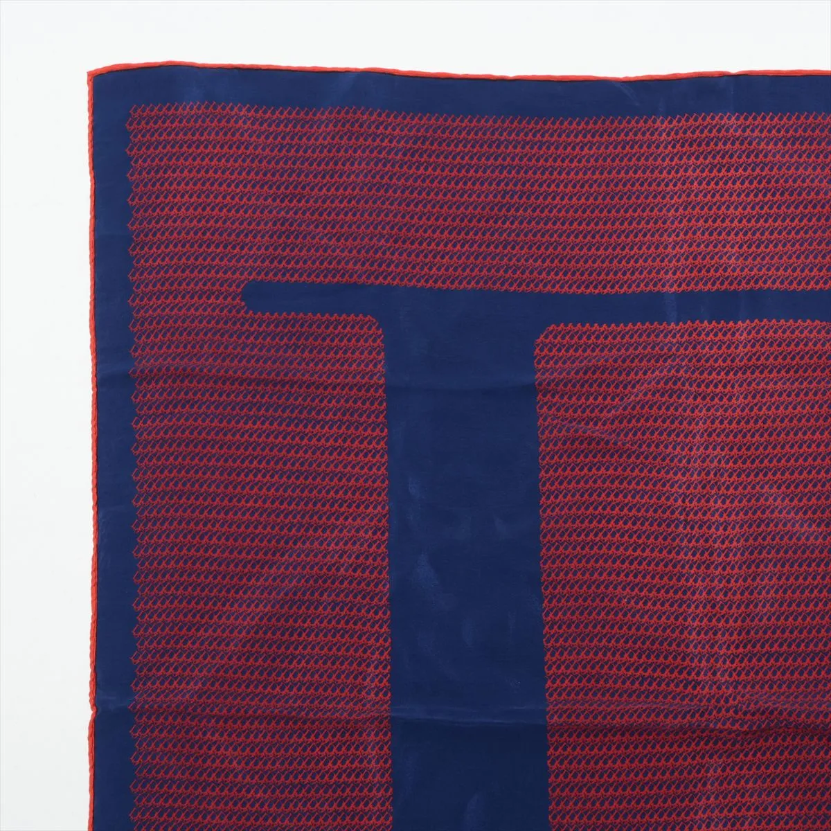 Trotter Scarf Silk Navy x Orange Threads Fuzzing Threads — view 2