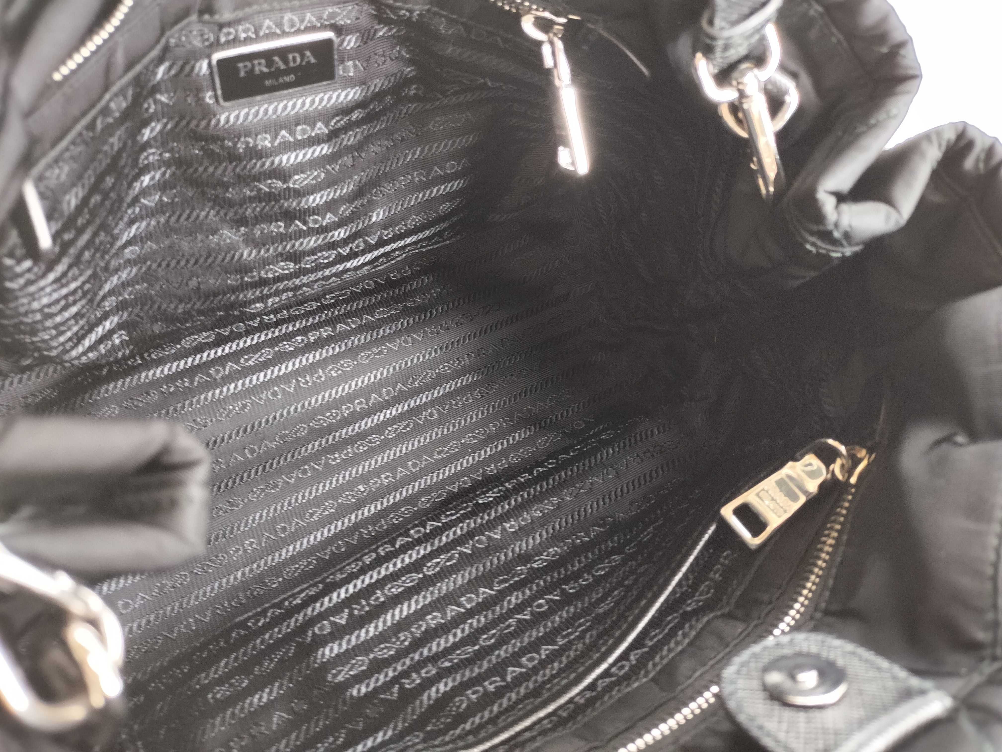 Nylon Chain Tote Bag 1BG740 Quilted Black Handbag Shoulder Bag — view 11