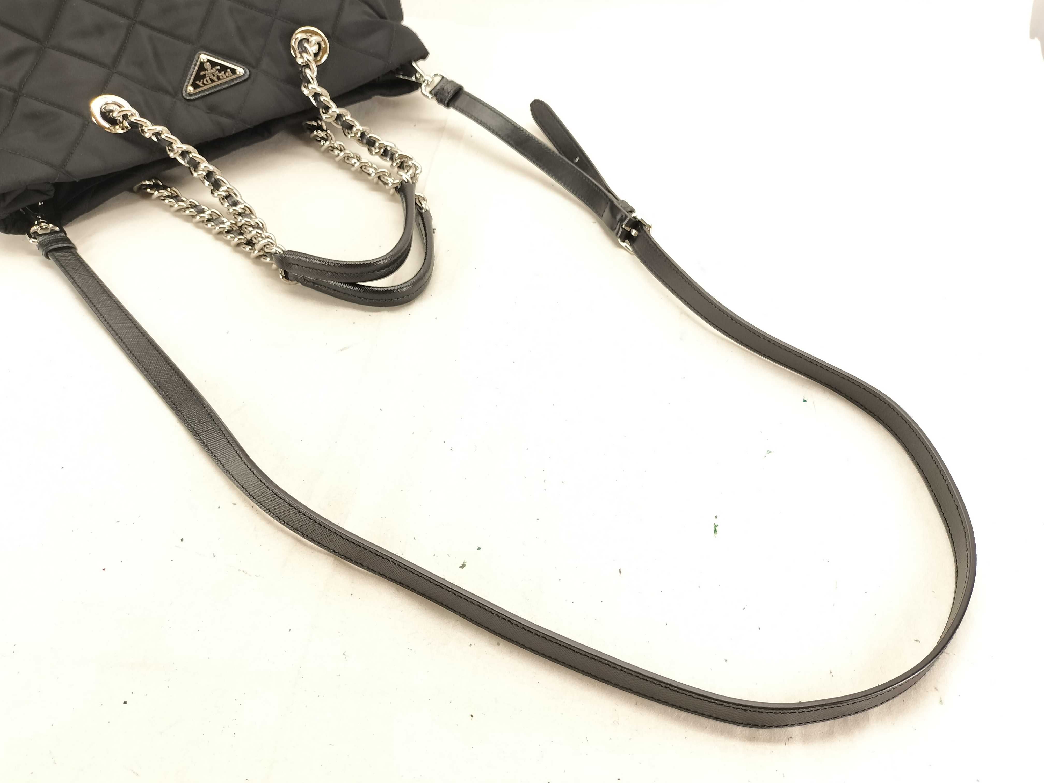 Nylon Chain Tote Bag 1BG740 Quilted Black Handbag Shoulder Bag — view 4