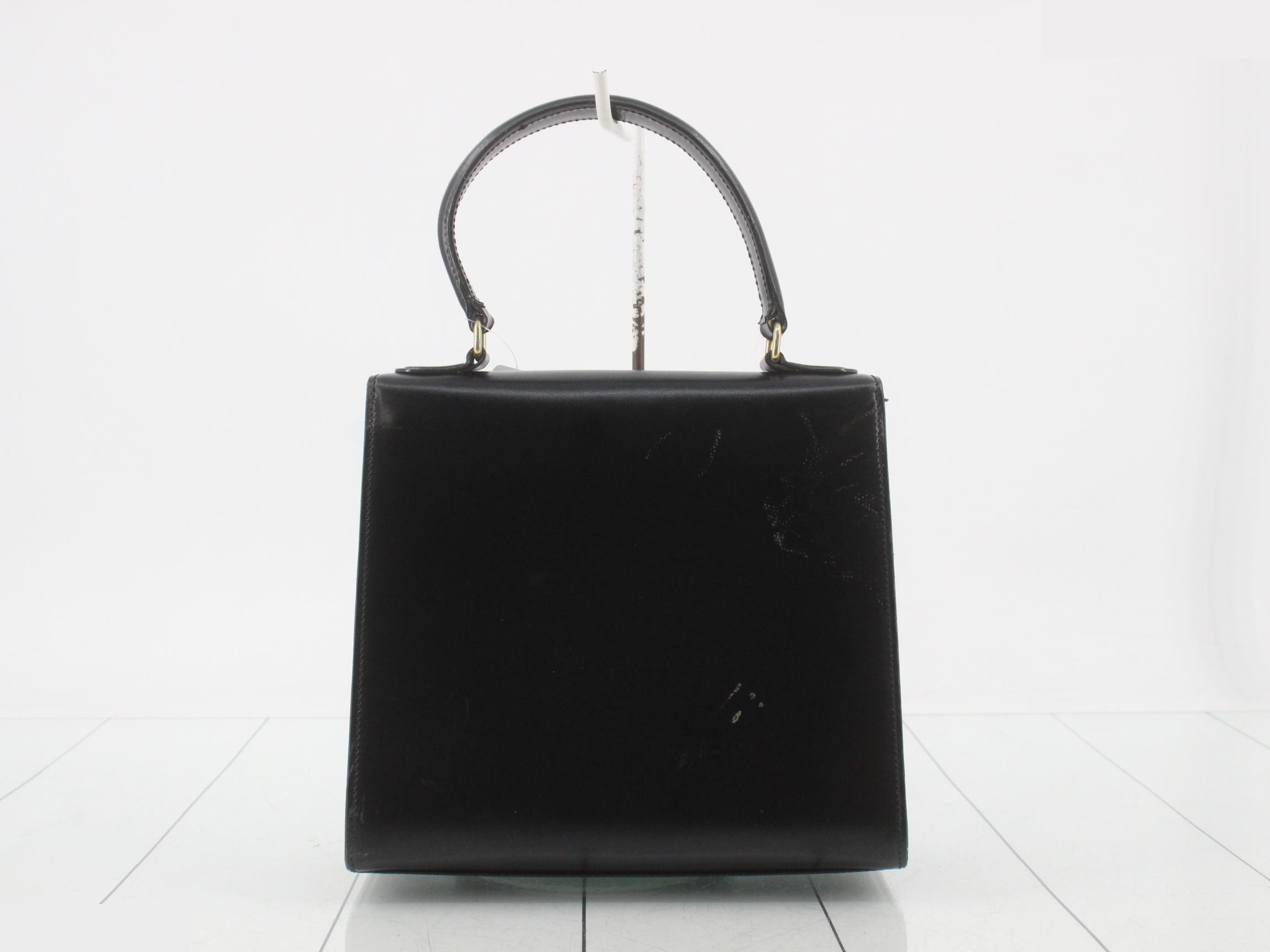 Calfskin Turnlock Handbag, Black — view 2
