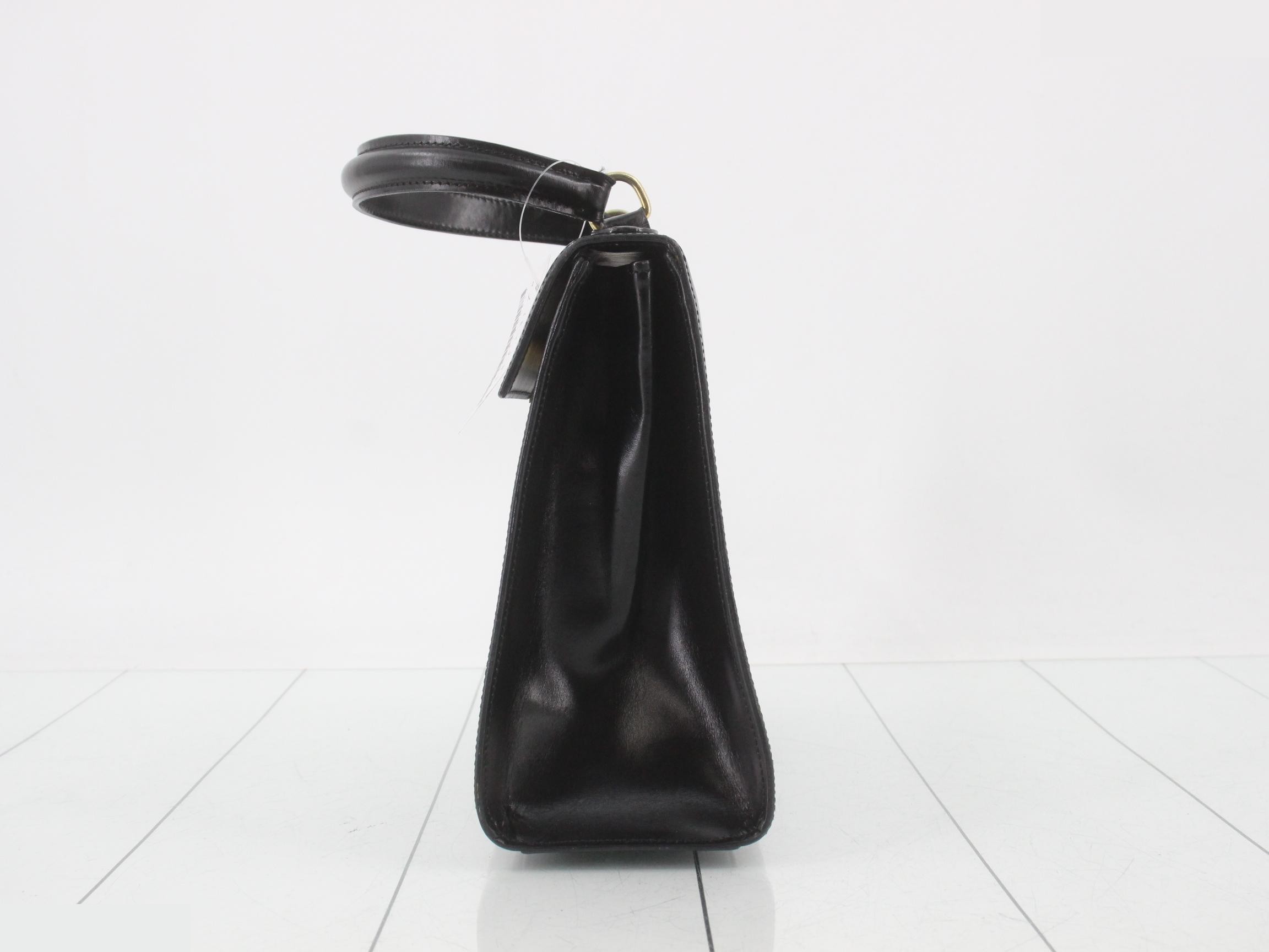Calfskin Turnlock Handbag, Black — view 3
