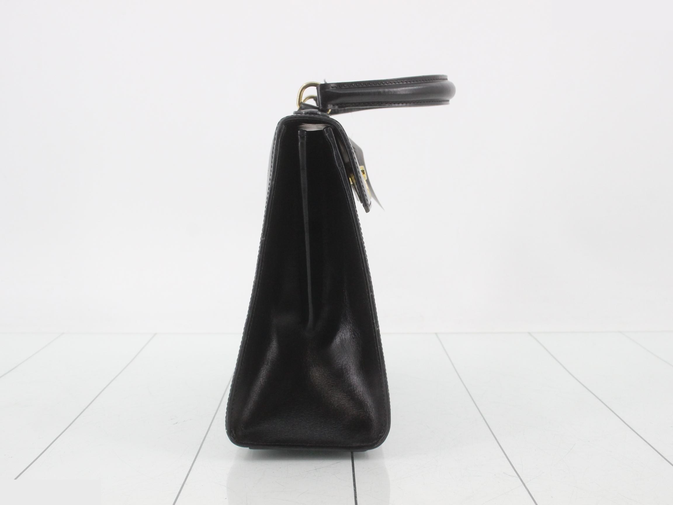 Calfskin Turnlock Handbag, Black — view 4
