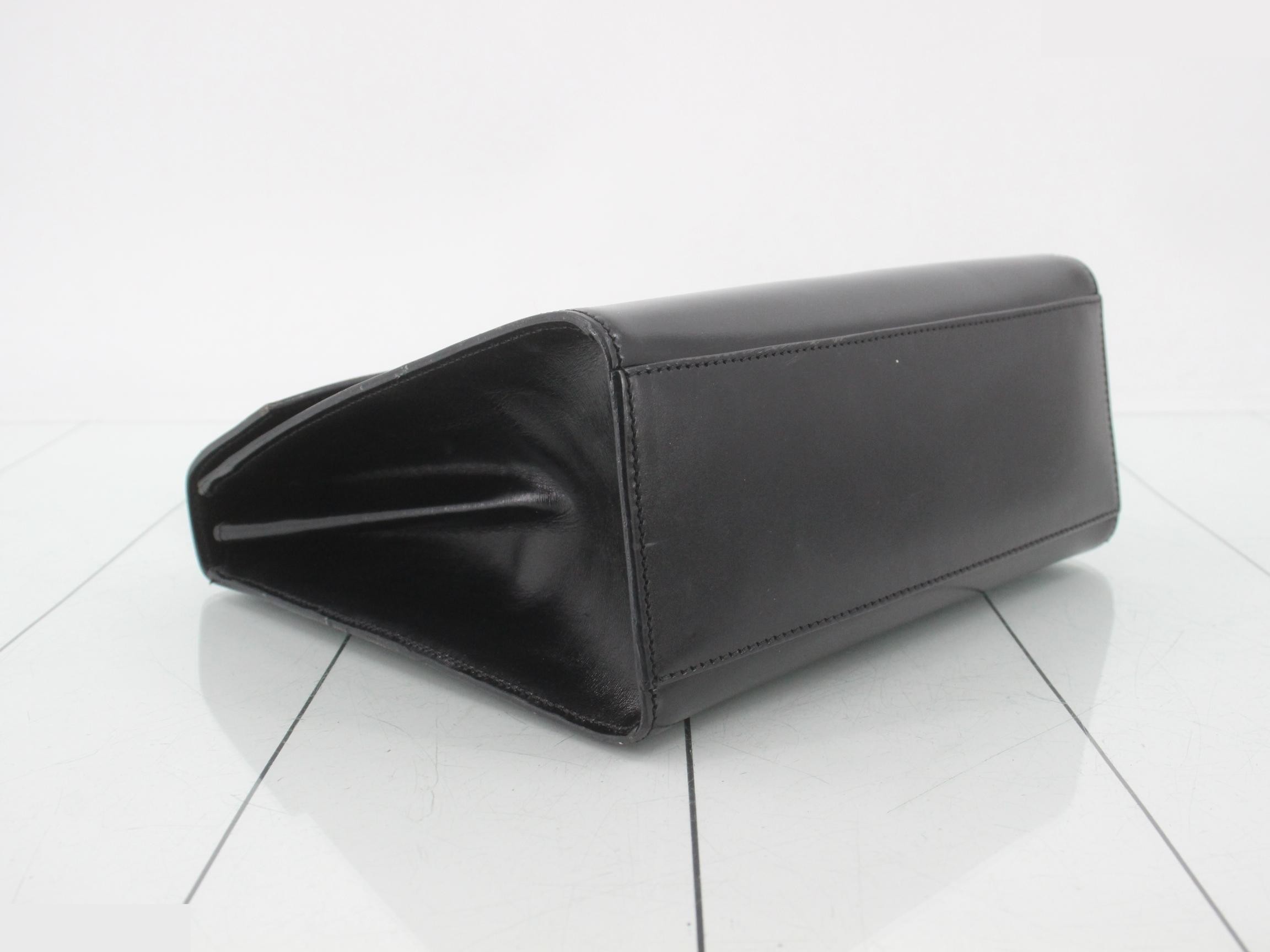 Calfskin Turnlock Handbag, Black — view 5