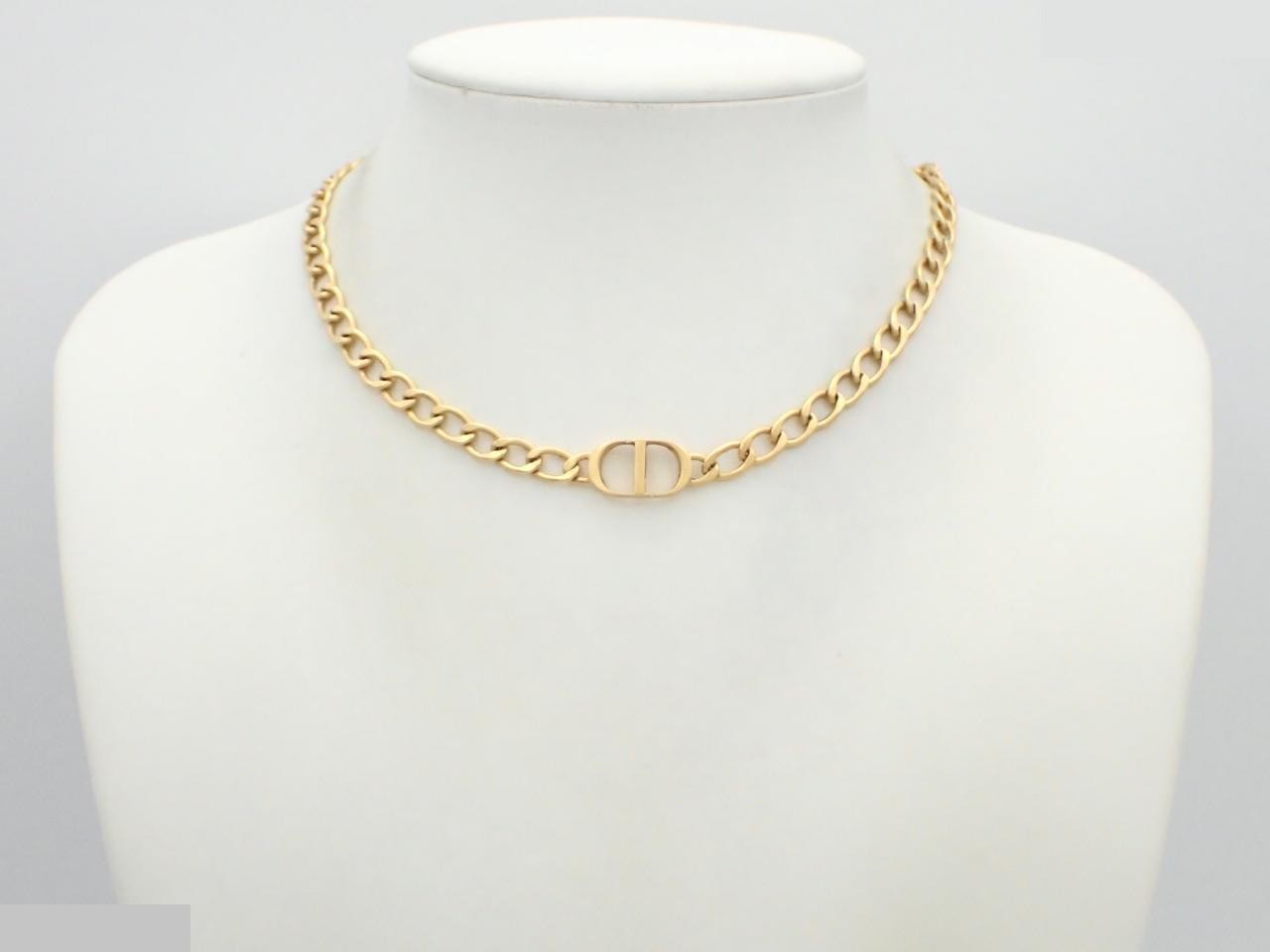 CD logo choker necklace, GP, chain approximately 37cm — view 3