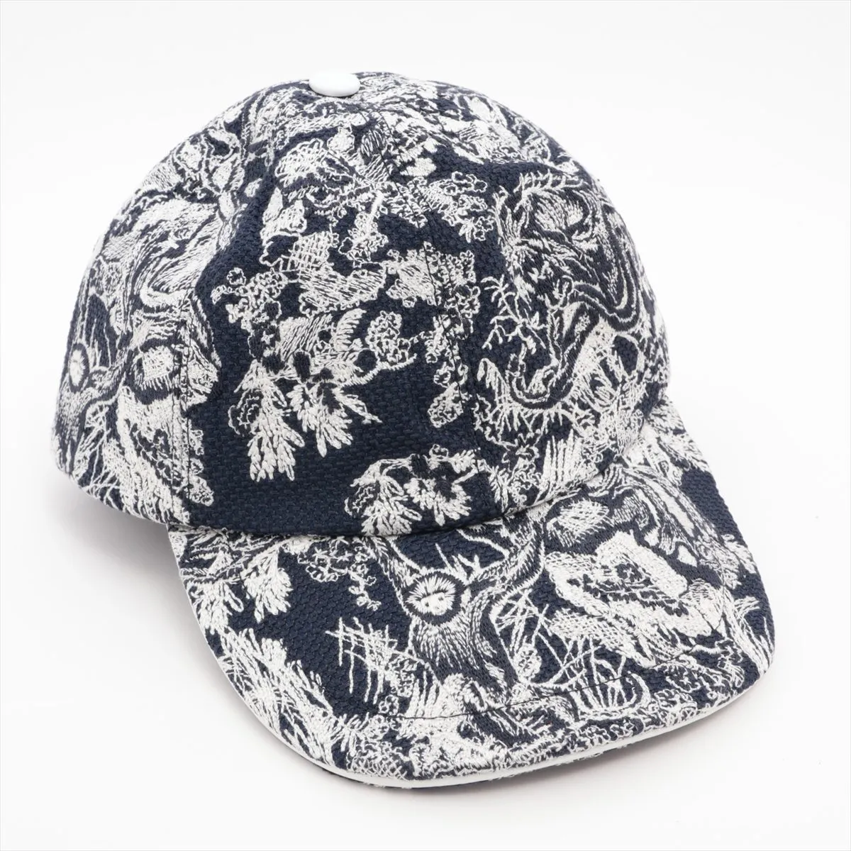 24TJV922X134 Toile de Jouy Cap, Size 57, Cotton, Navy x White, — view 2
