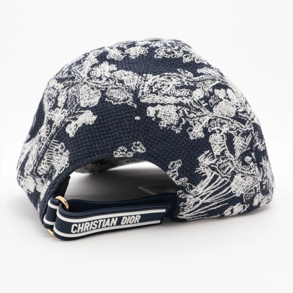 24TJV922X134 Toile de Jouy Cap, Size 57, Cotton, Navy x White, — view 3