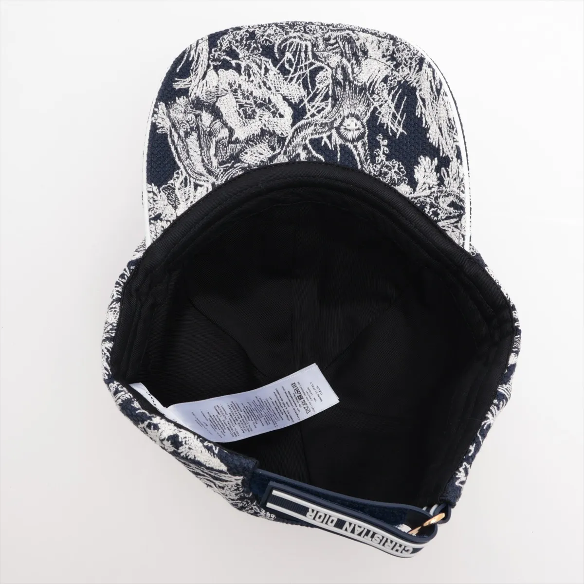 24TJV922X134 Toile de Jouy Cap, Size 57, Cotton, Navy x White, — view 4