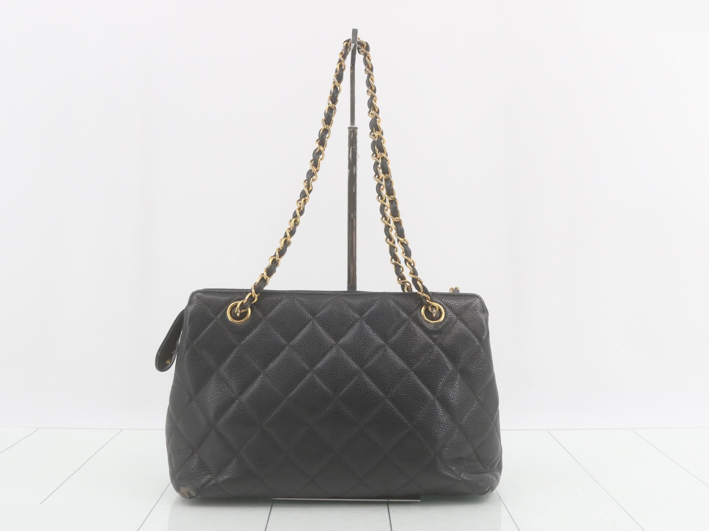 Caviar skin chain semi-shoulder bag — view 2