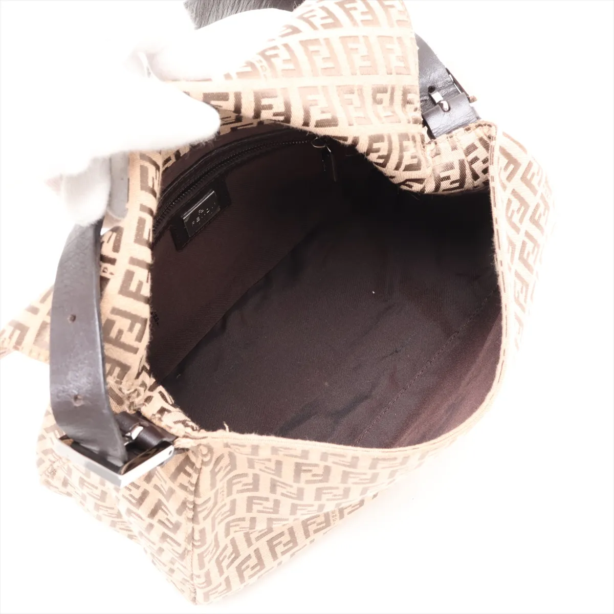 Zucchino Mamma Bucket 8BR001 Canvas x Leather Shoulder Bag Brown — view 7