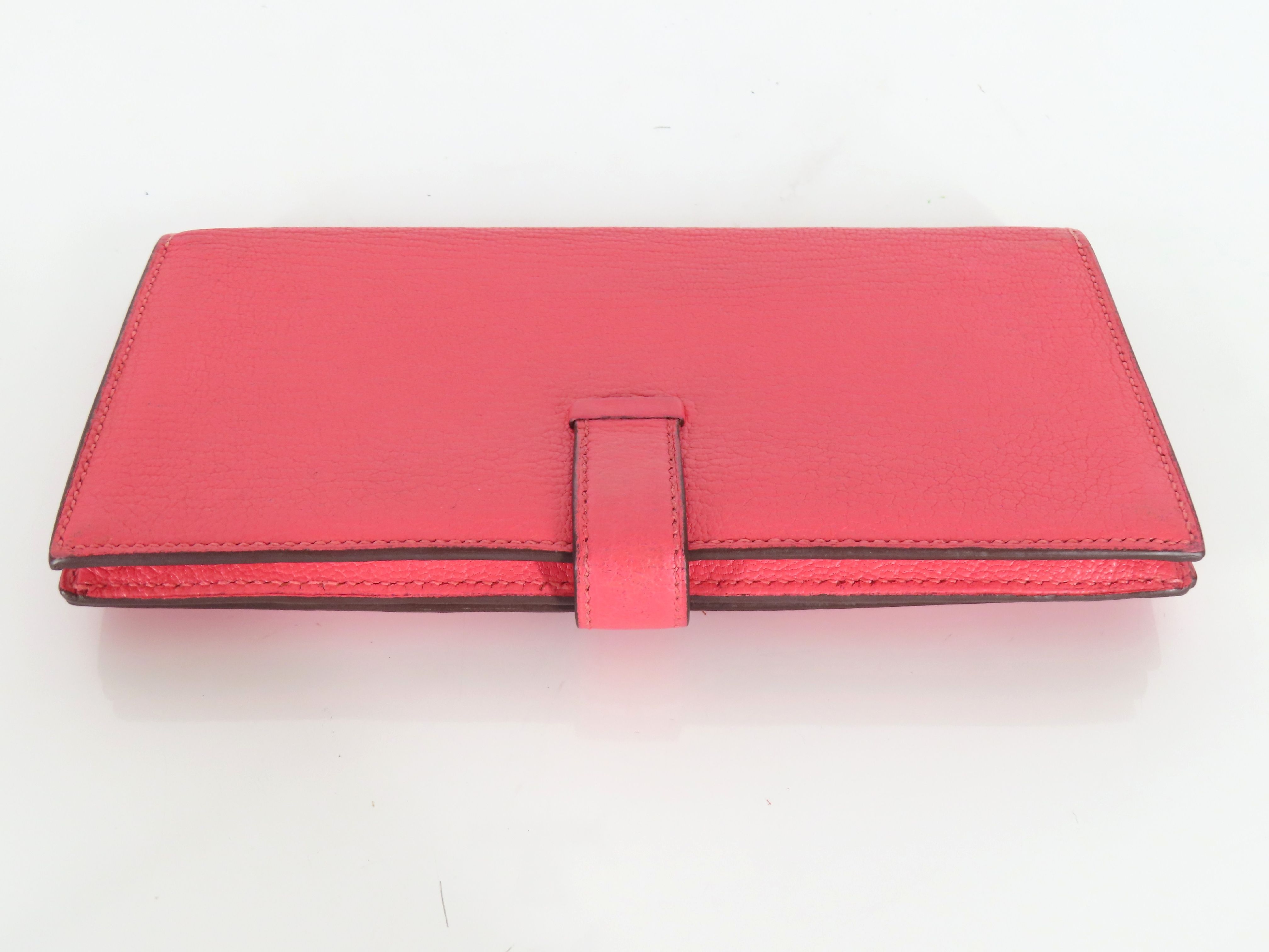 Bearn Soufflé Chevre Leather Wallet, C Stamp, Pink, Silver Hardware — view 5