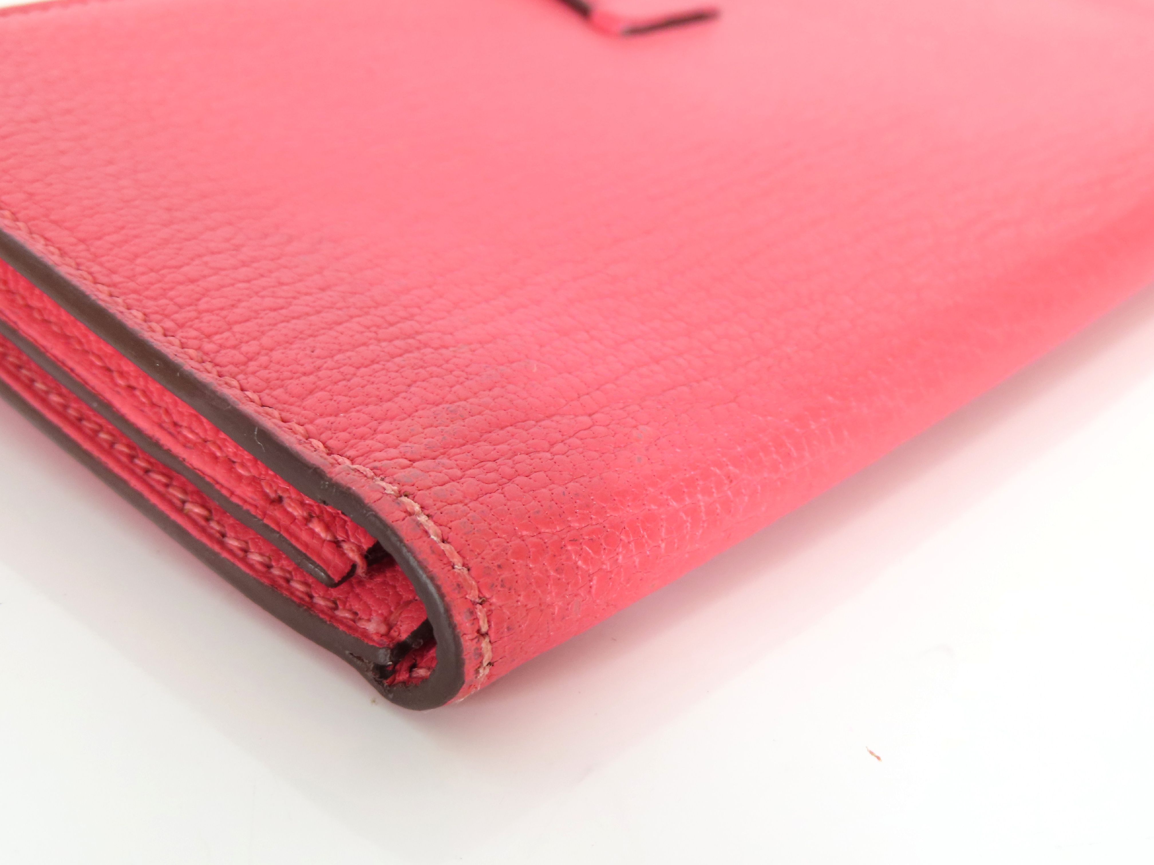 Bearn Soufflé Chevre Leather Wallet, C Stamp, Pink, Silver Hardware — view 6