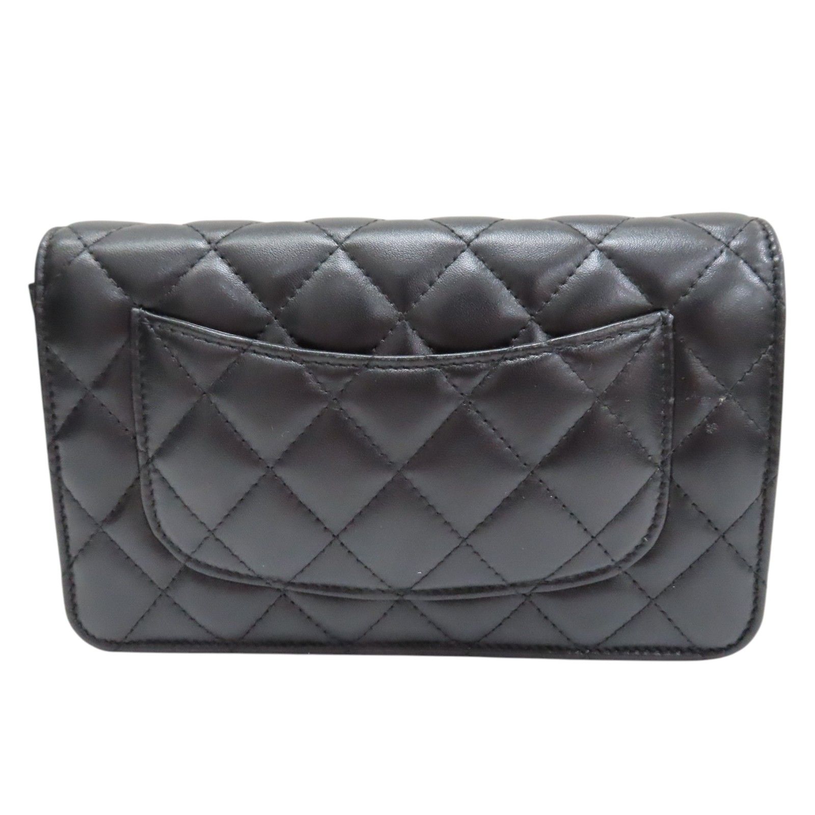 Woc Wallet On Chain Shoulder Bag Black Quilted Lambskin — view 2