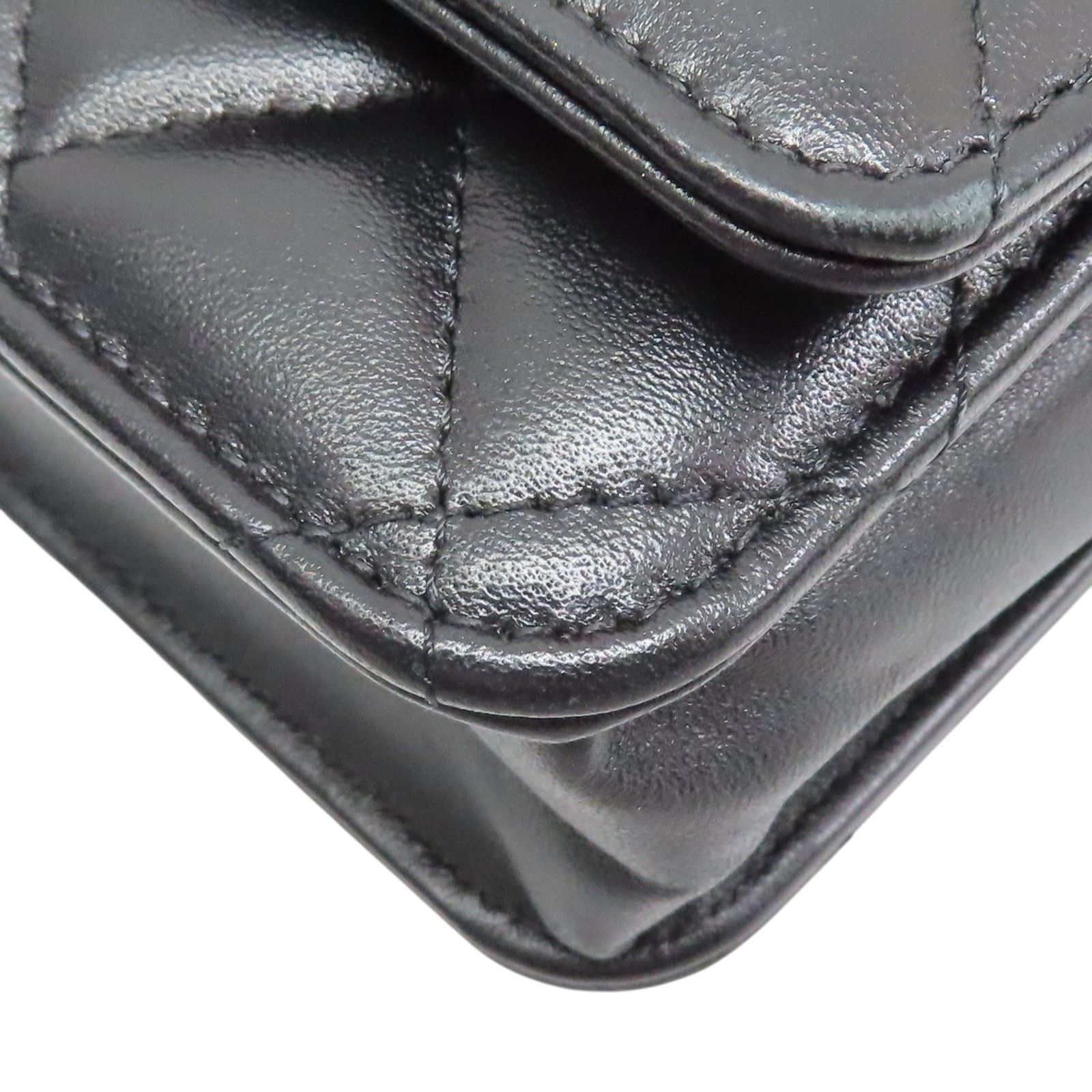 Woc Wallet On Chain Shoulder Bag Black Quilted Lambskin — view 12