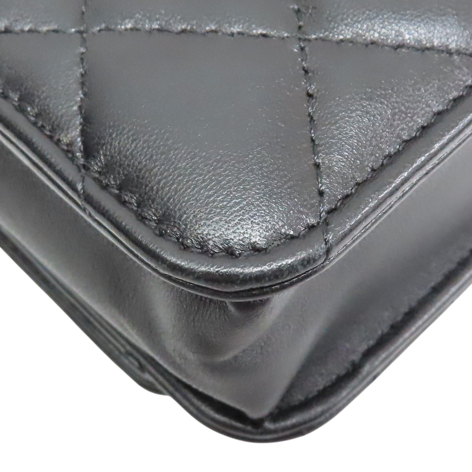 Woc Wallet On Chain Shoulder Bag Black Quilted Lambskin — view 13