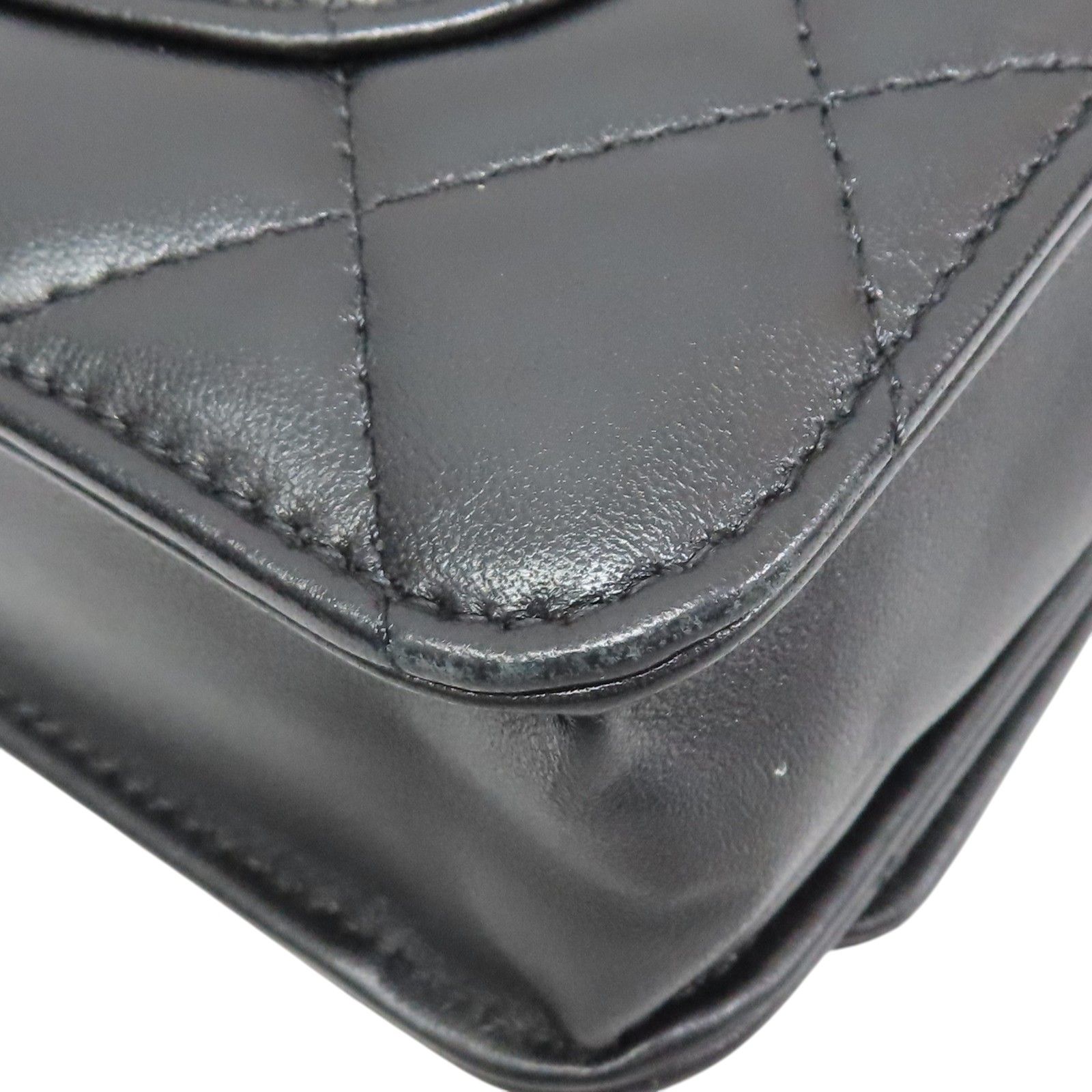 Woc Wallet On Chain Shoulder Bag Black Quilted Lambskin — view 14