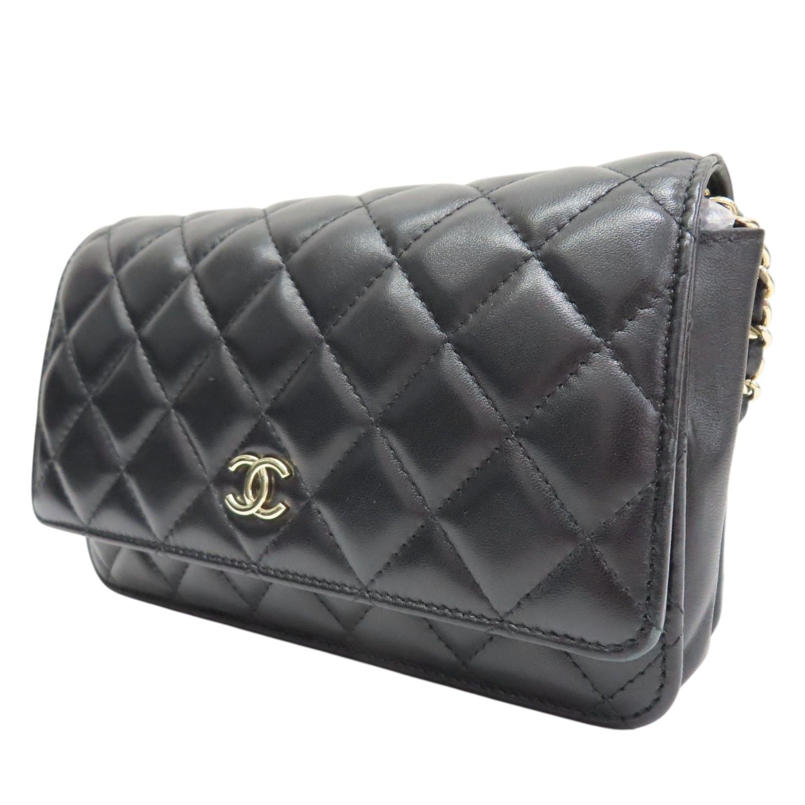 Woc Wallet On Chain Shoulder Bag Black Quilted Lambskin — view 3