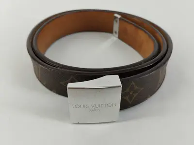 Monogram Belt, Silver Hardware, Brown, M6801