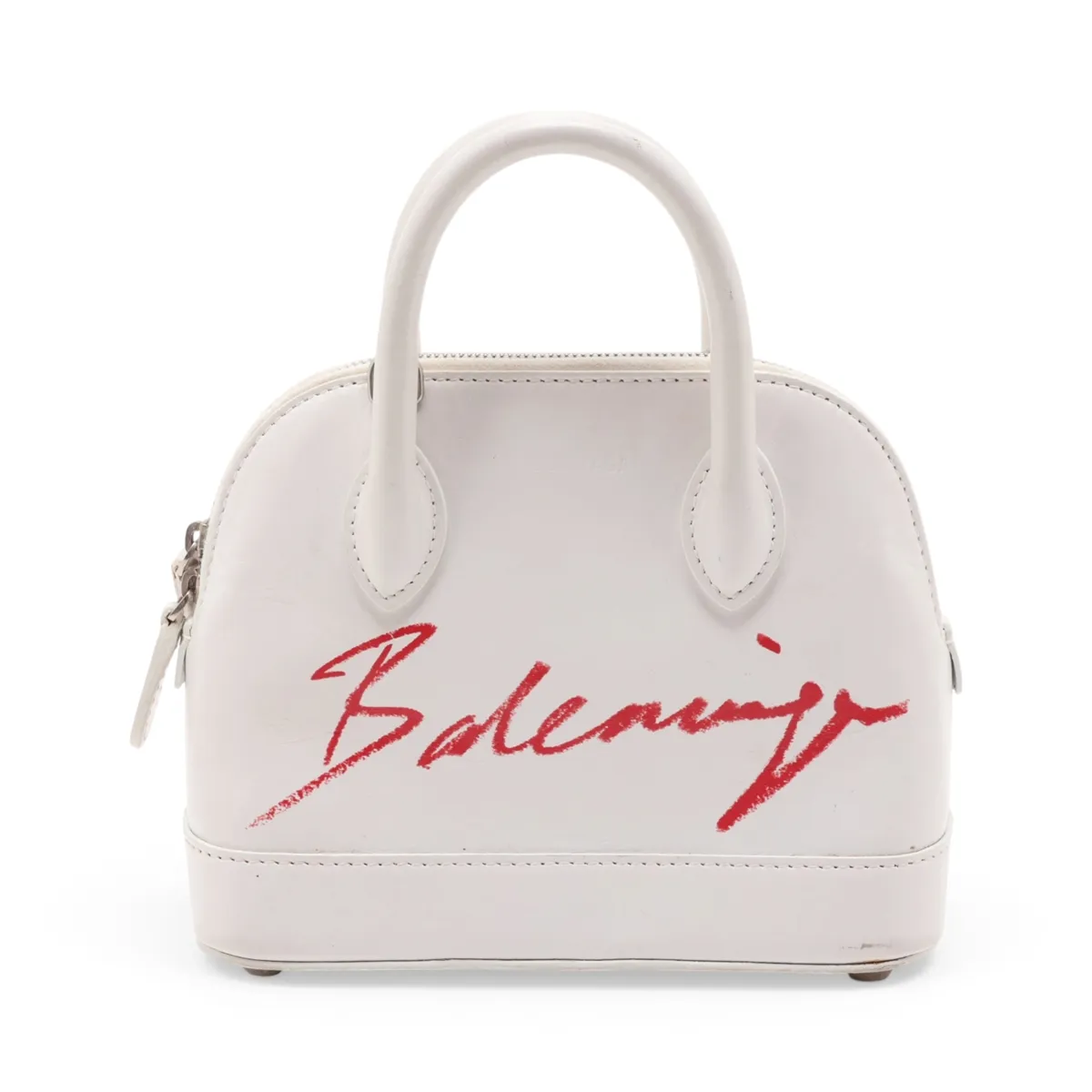 Built-in Top Handle XXS Leather Handbag White 550646