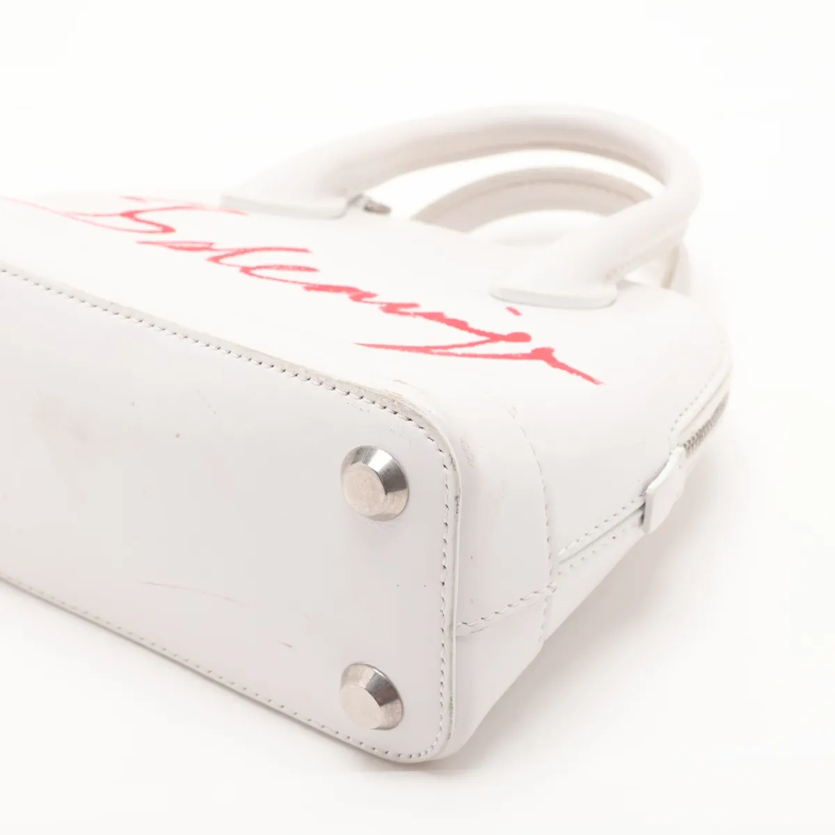 Built-in Top Handle XXS Leather Handbag White 550646 — view 3