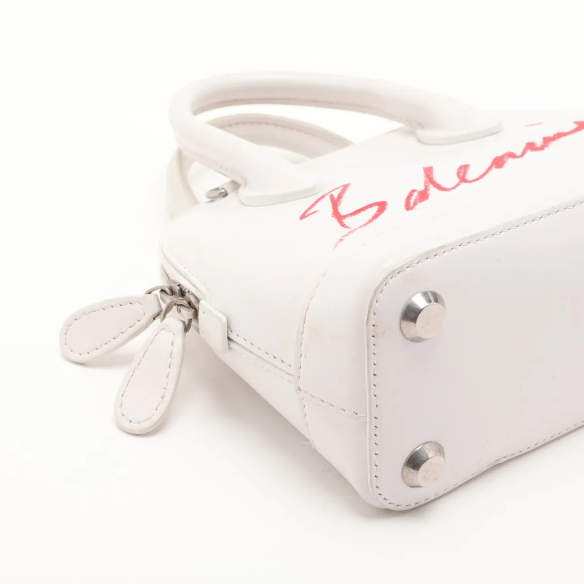 Built-in Top Handle XXS Leather Handbag White 550646 — view 4