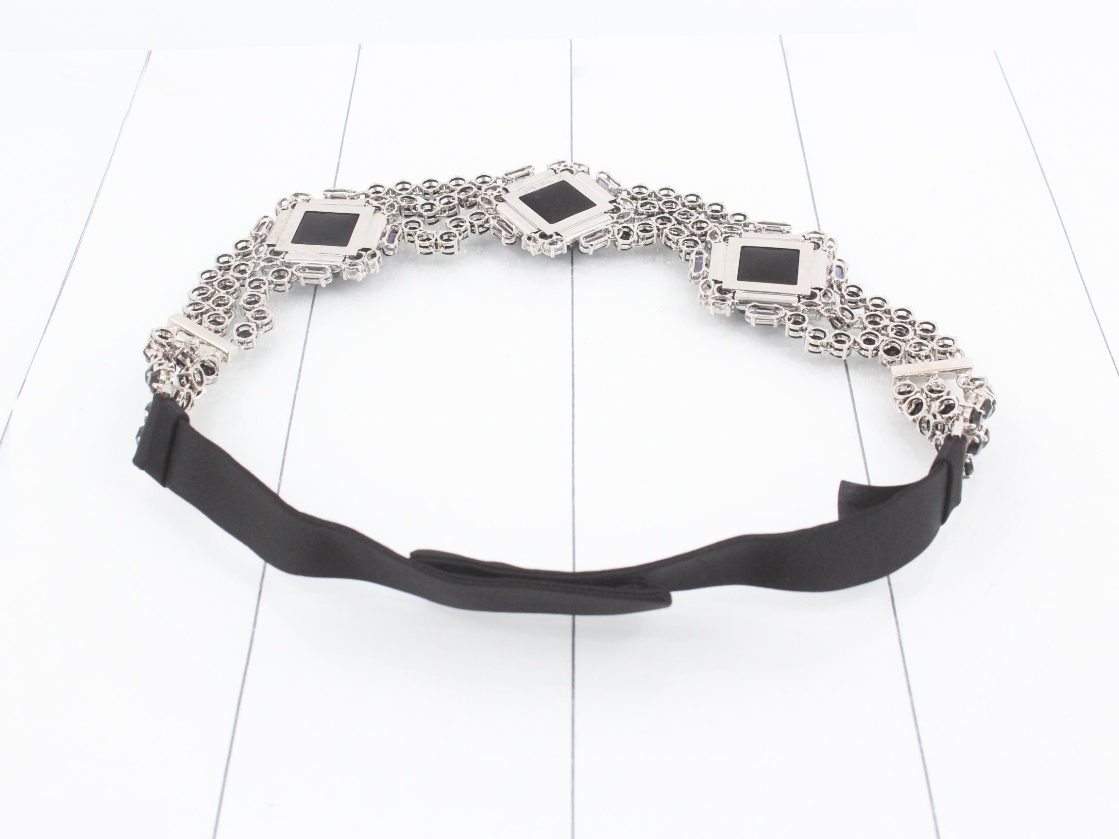 Crystal belt, black, purple, colored stones — view 2