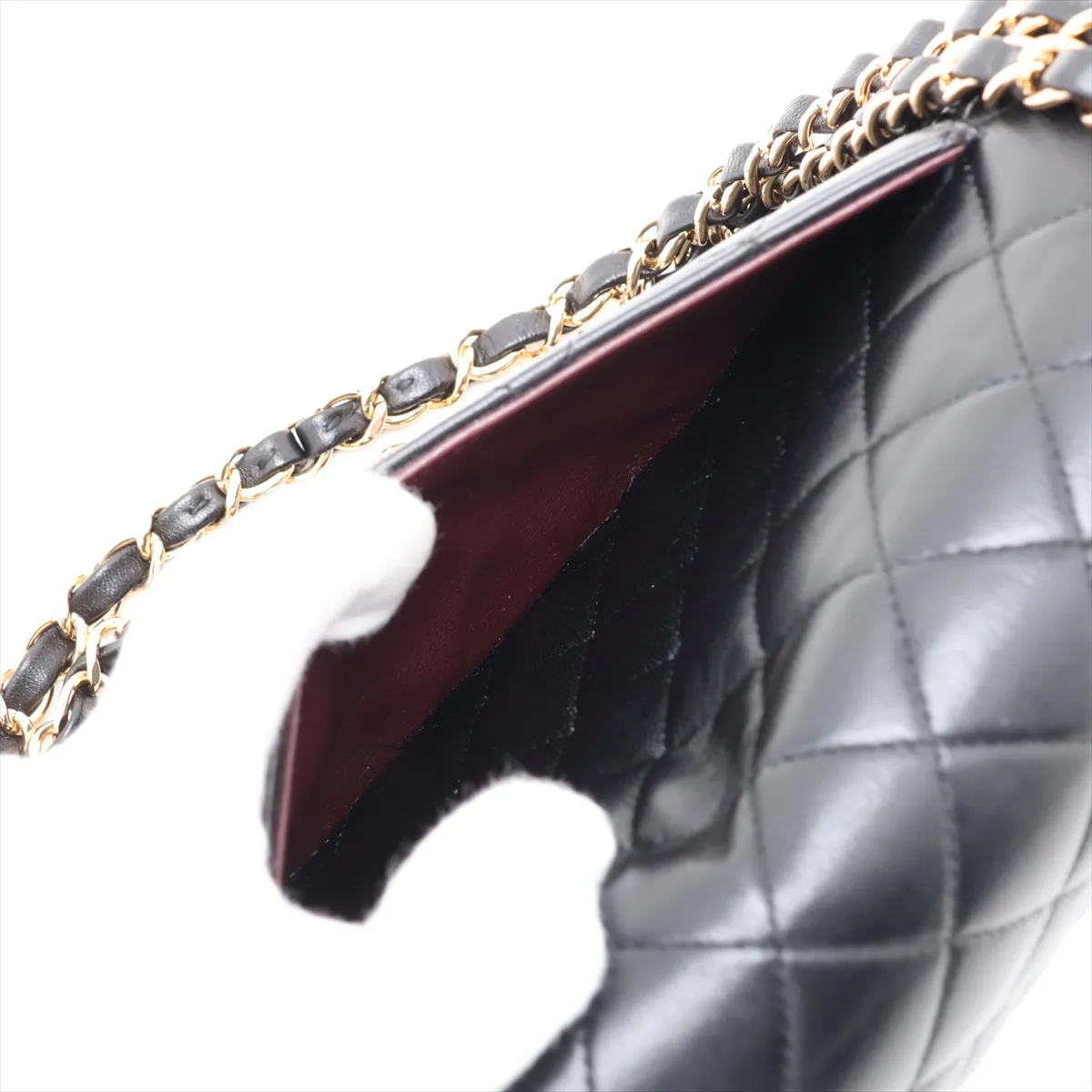 [Individually packaged] Chanel Matelassé 25 Lambskin Double Flap Double Chain Bag, Black with Gold Hardware, 21595516, Serial Number 21, A01112 — view 9