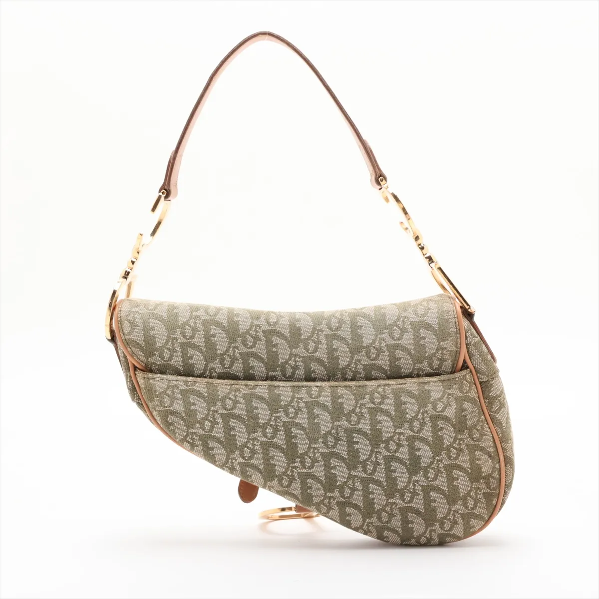 Trotter Saddle Bag Canvas x Leather Shoulder Bag Green — view 2