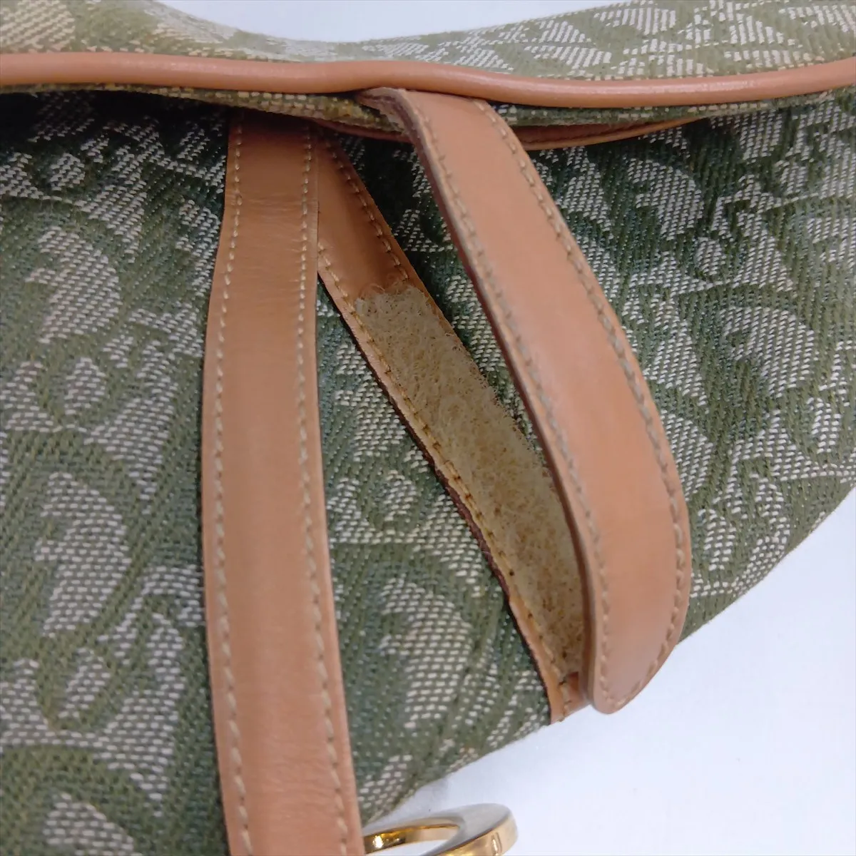 Trotter Saddle Bag Canvas x Leather Shoulder Bag Green — view 13