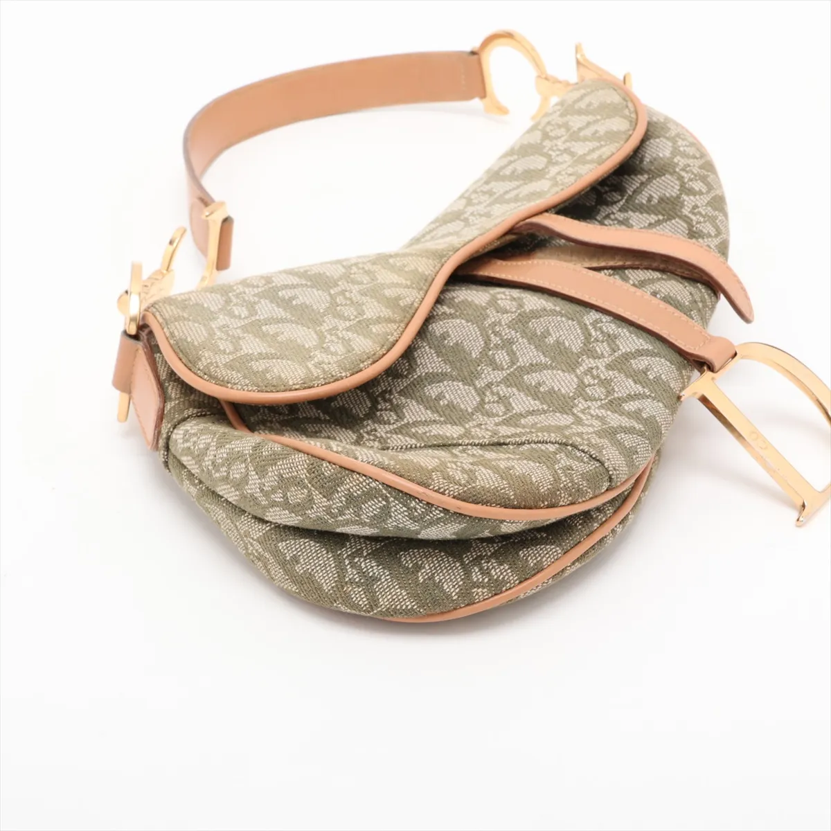 Trotter Saddle Bag Canvas x Leather Shoulder Bag Green — view 4