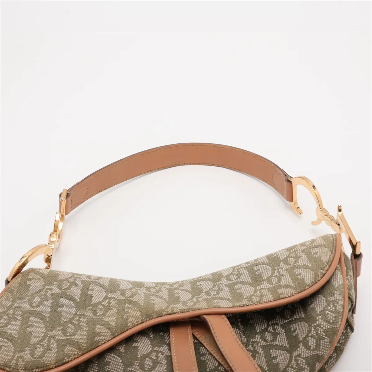 Trotter Saddle Bag Canvas x Leather Shoulder Bag Green — view 6