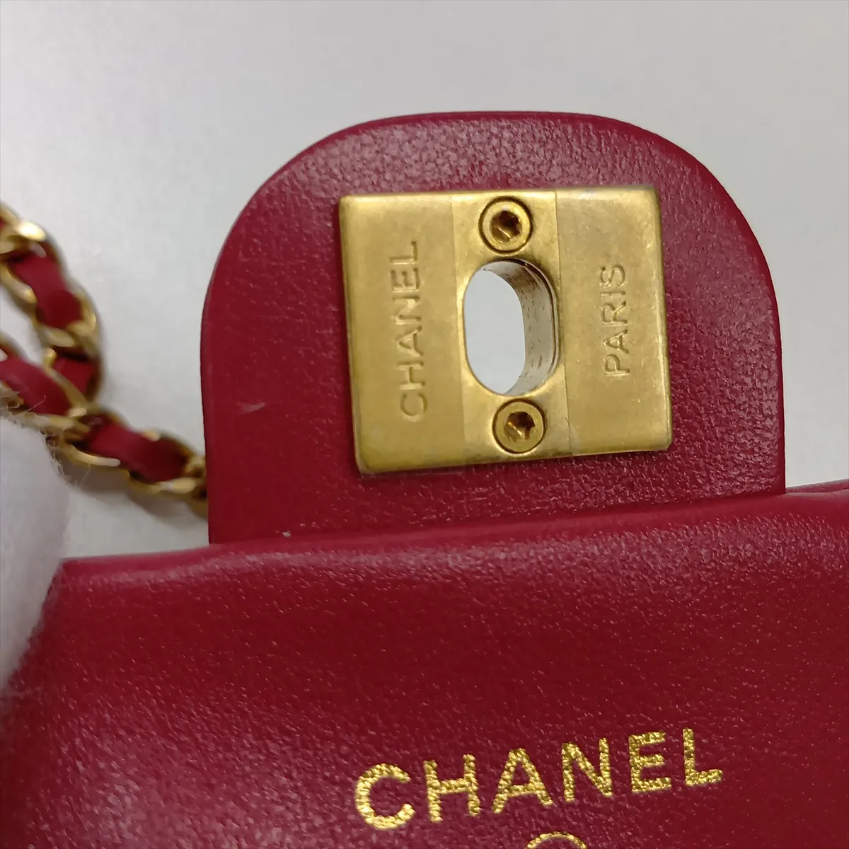 Matelassé Lambskin 2-Way Handbag, Red with Gold Hardware, Item Number 31487397 (Serial Number 31) — view 12