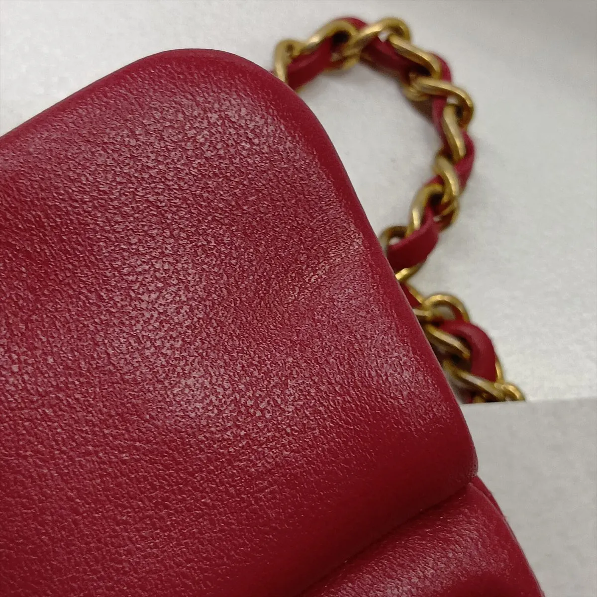 Matelassé Lambskin 2-Way Handbag, Red with Gold Hardware, Item Number 31487397 (Serial Number 31) — view 14