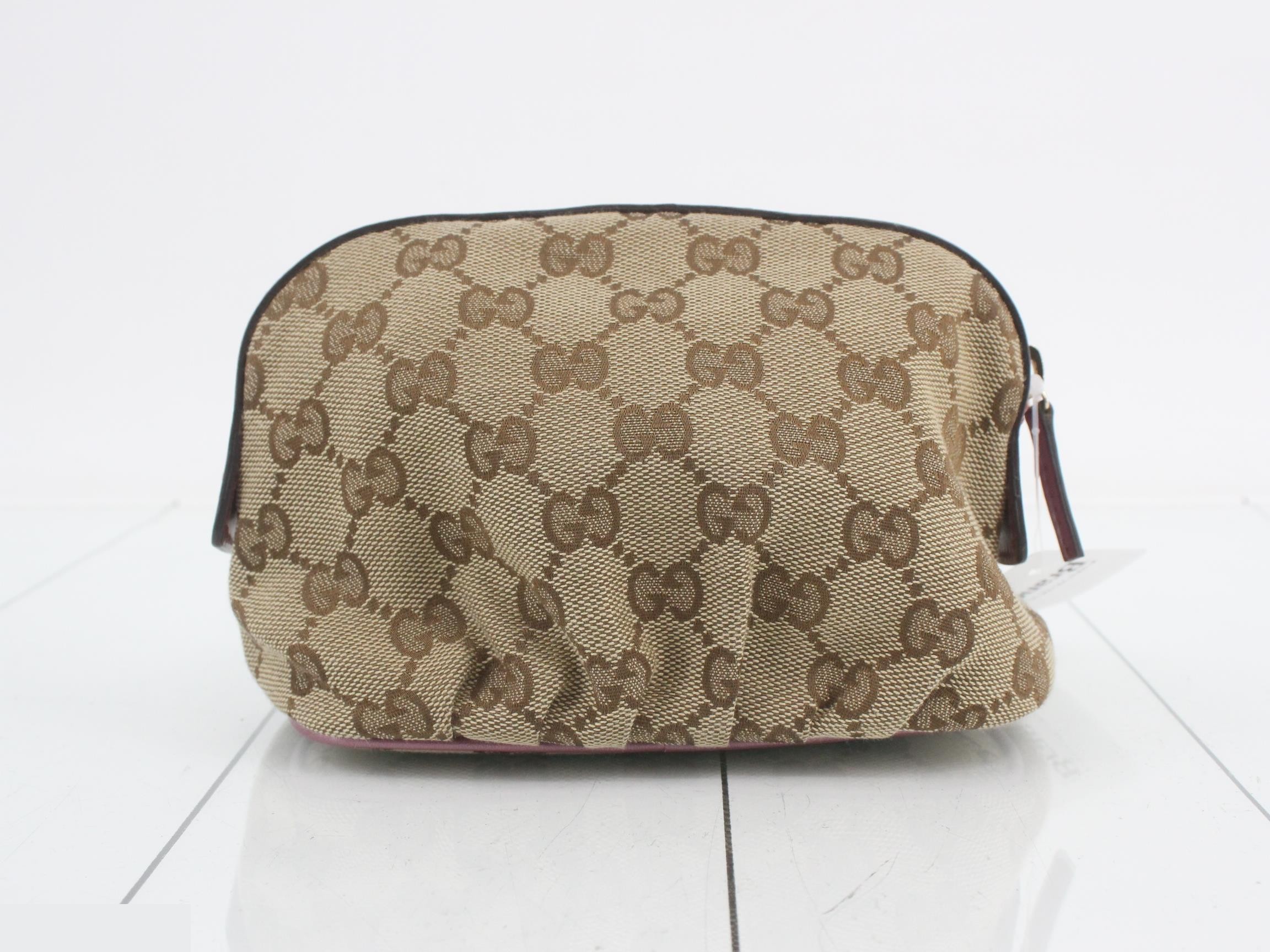 GG Canvas Accessory Pouch with Ribbon, Brown x Pink, 18 x 13 x 7 cm — view 2