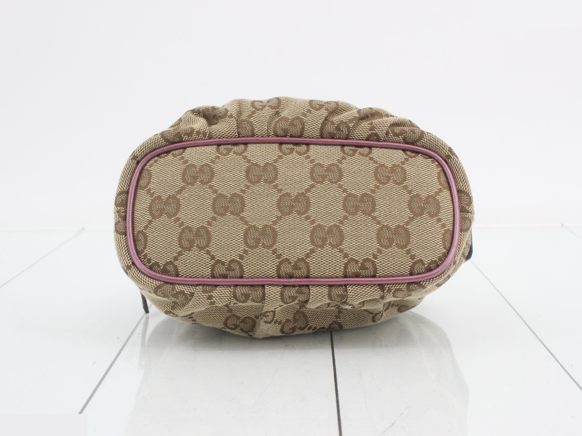 GG Canvas Accessory Pouch with Ribbon, Brown x Pink, 18 x 13 x 7 cm — view 3