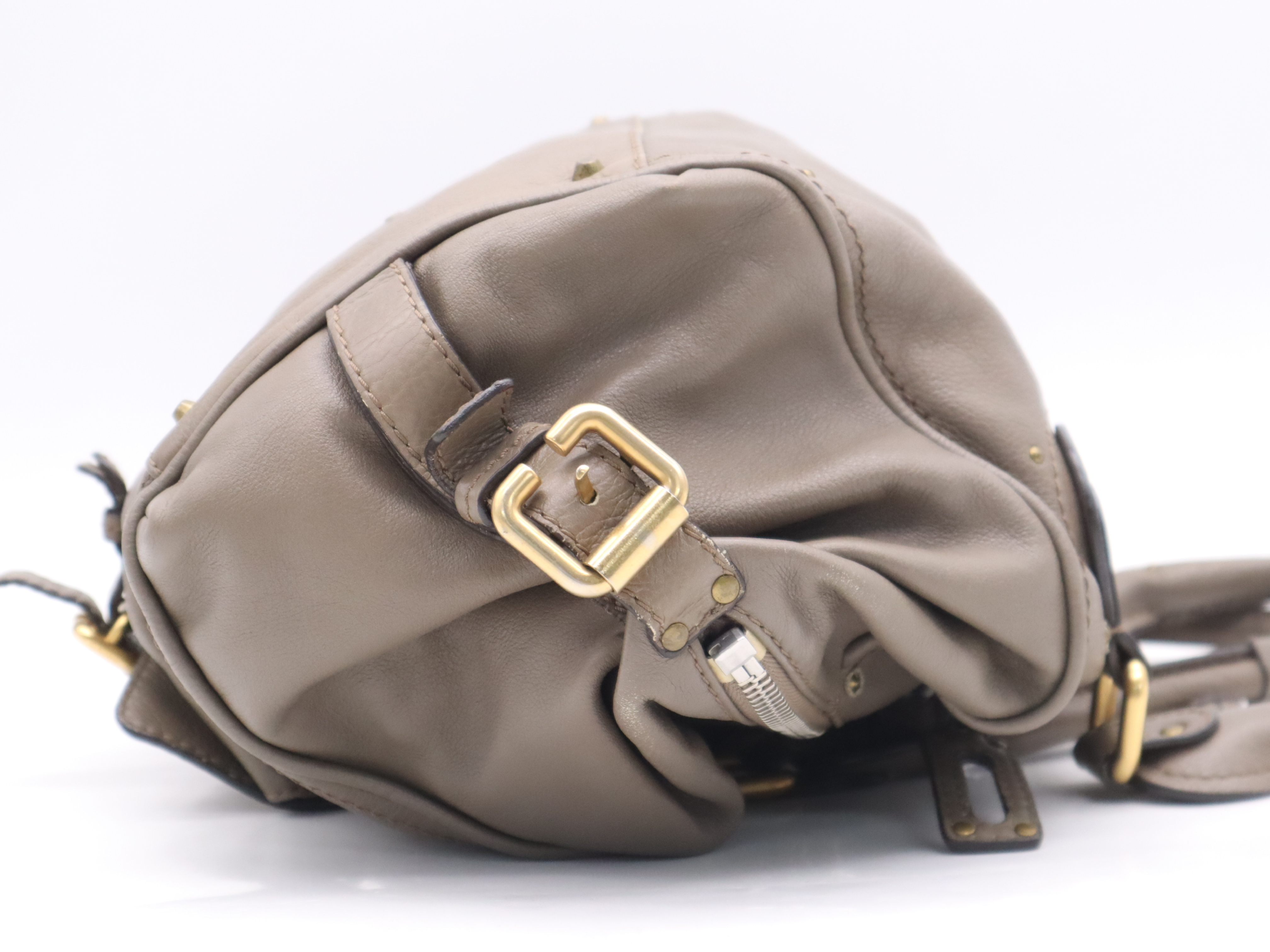 Leather Paddington Handbag, Brown, Gold Hardware, with Padlock and Key — view 5